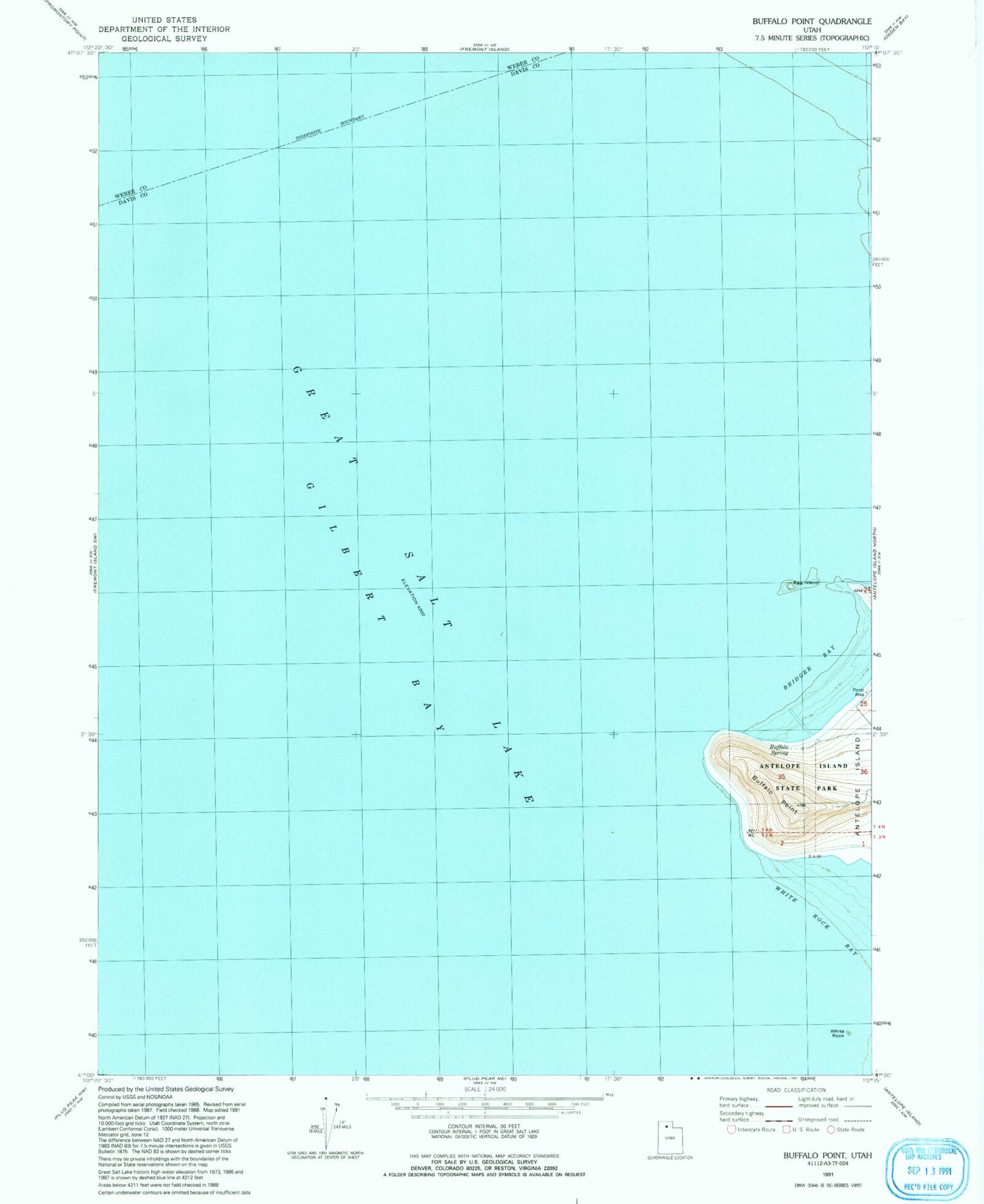 Classic USGS Buffalo Point Utah 7.5'x7.5' Topo Map Image