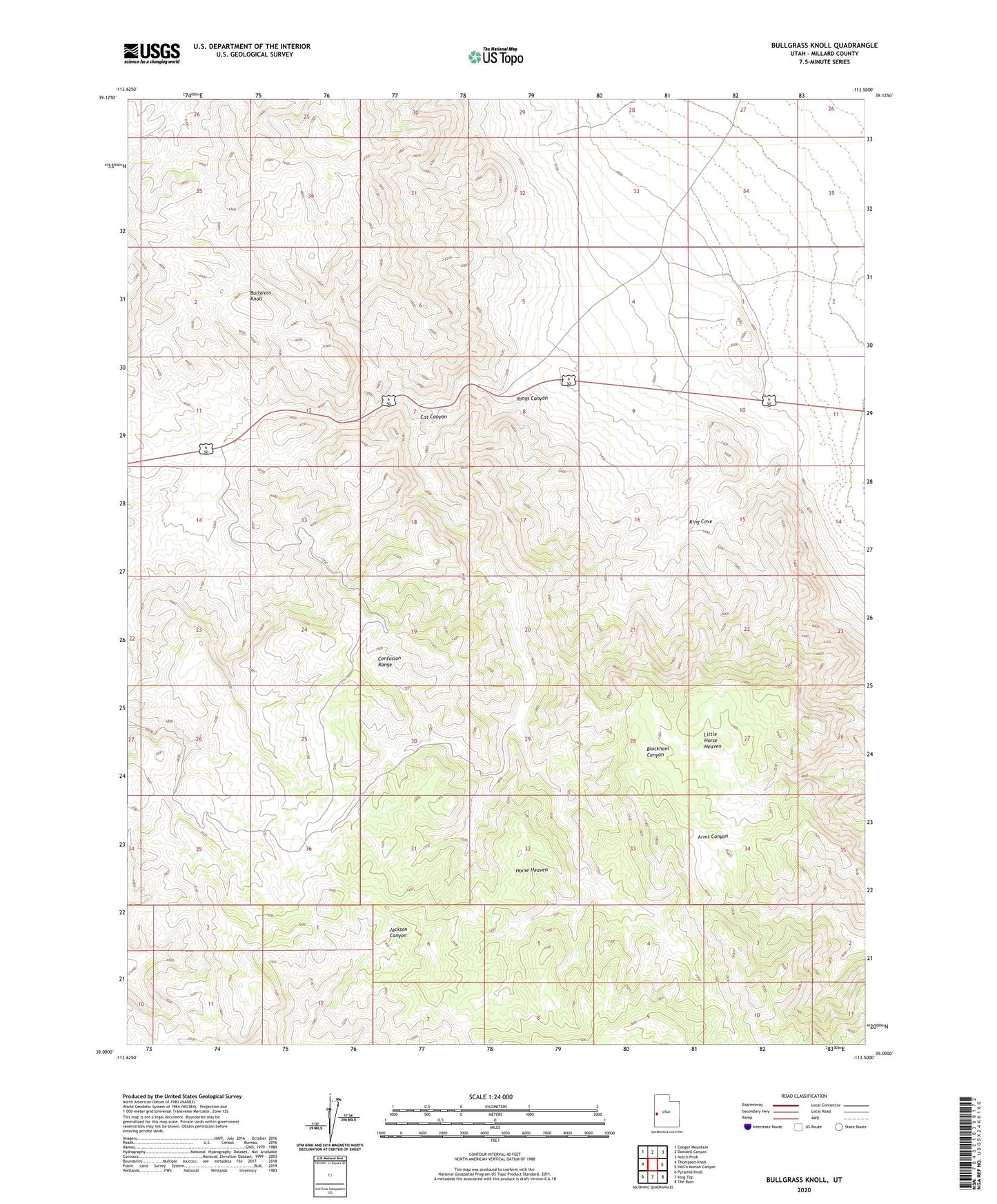 Bullgrass Knoll Utah US Topo Map Image