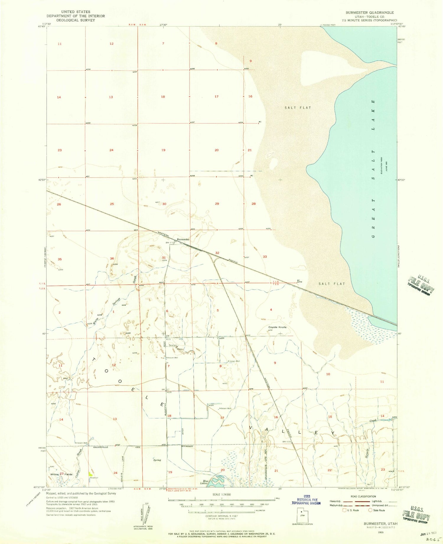 Classic USGS Burmester Utah 7.5'x7.5' Topo Map Image
