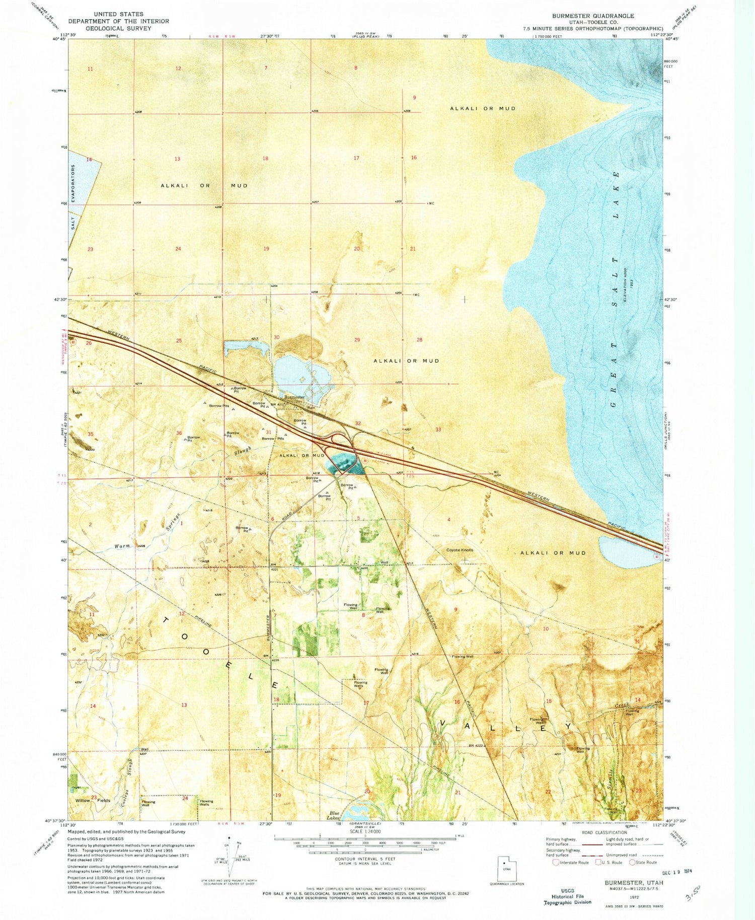 Classic USGS Burmester Utah 7.5'x7.5' Topo Map Image