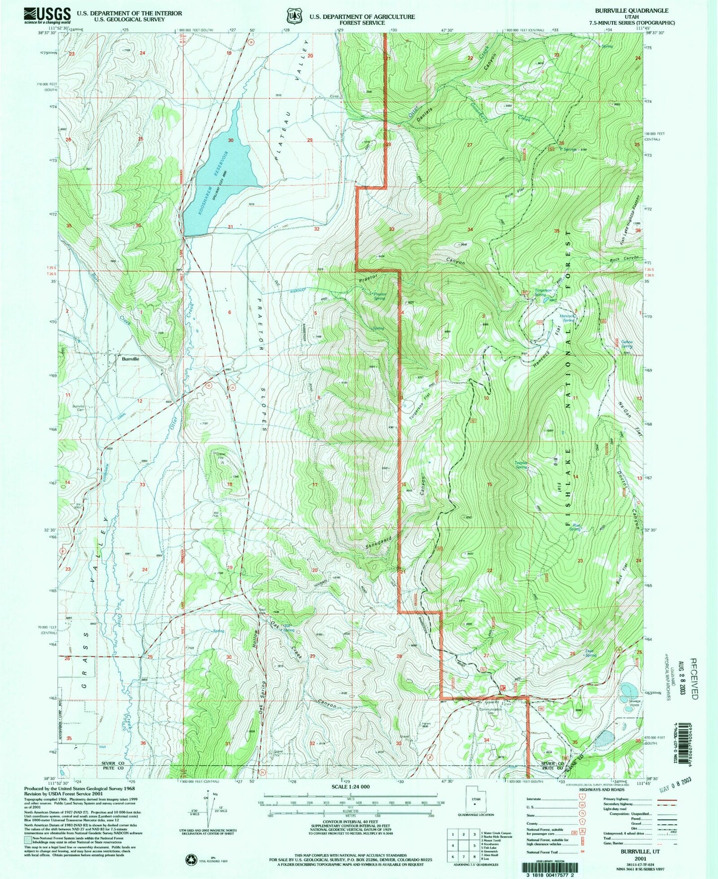 Classic USGS Burrville Utah 7.5'x7.5' Topo Map Image