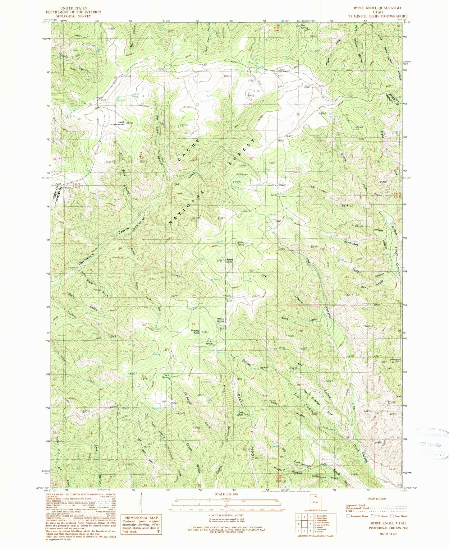 Classic USGS Bybee Knoll Utah 7.5'x7.5' Topo Map Image
