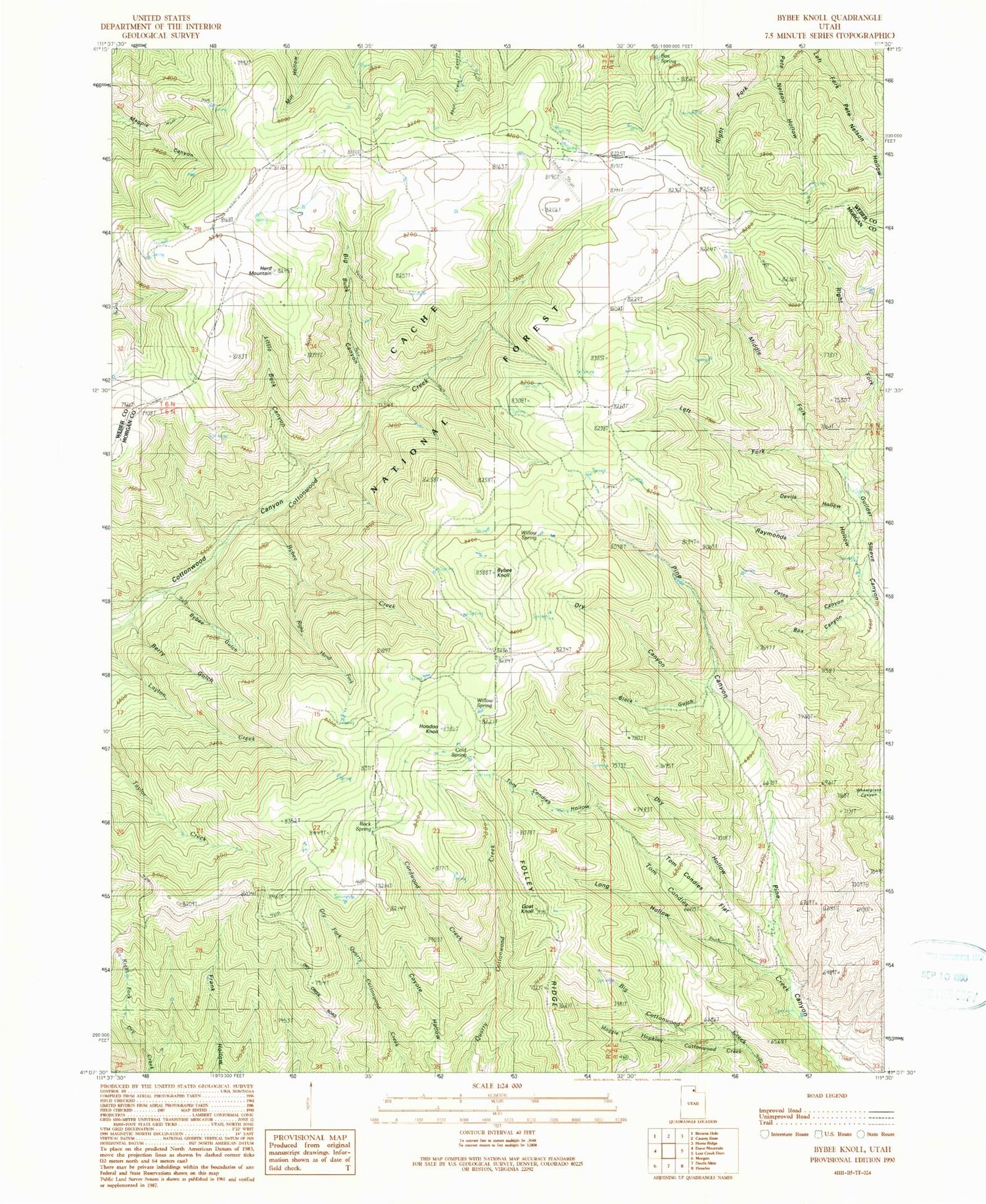 Classic USGS Bybee Knoll Utah 7.5'x7.5' Topo Map Image