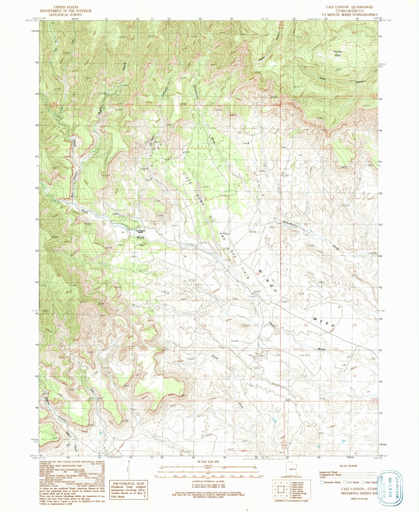 Classic USGS Calf Canyon Utah 7.5'x7.5' Topo Map Image