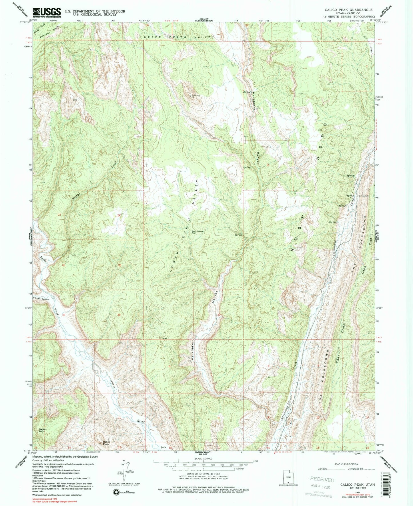 Classic USGS Calico Peak Utah 7.5'x7.5' Topo Map Image