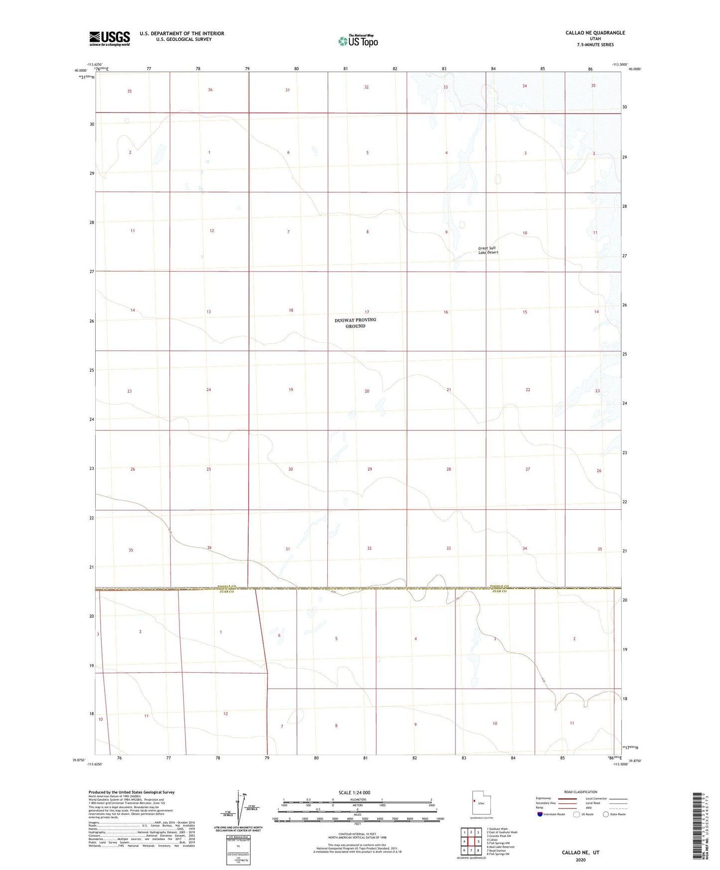 Callao NE Utah US Topo Map Image