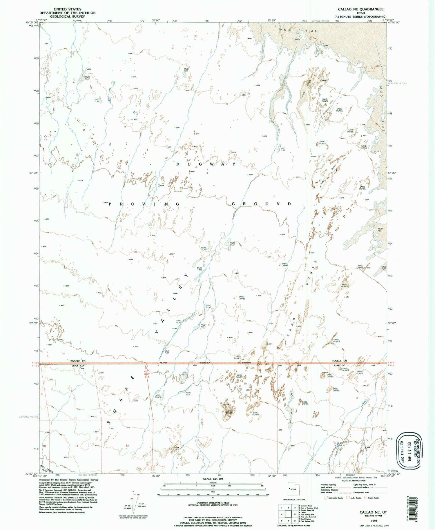 Classic USGS Callao NE Utah 7.5'x7.5' Topo Map Image