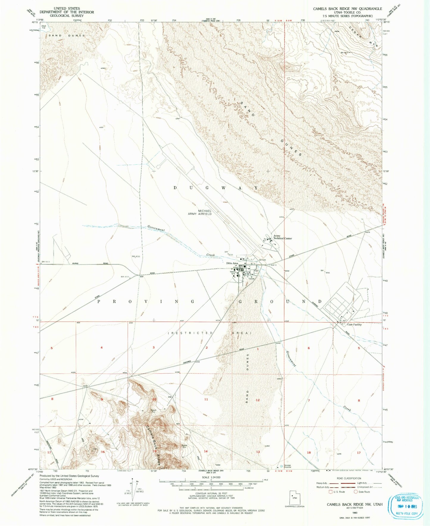 Classic USGS Camels Back Ridge NW Utah 7.5'x7.5' Topo Map Image