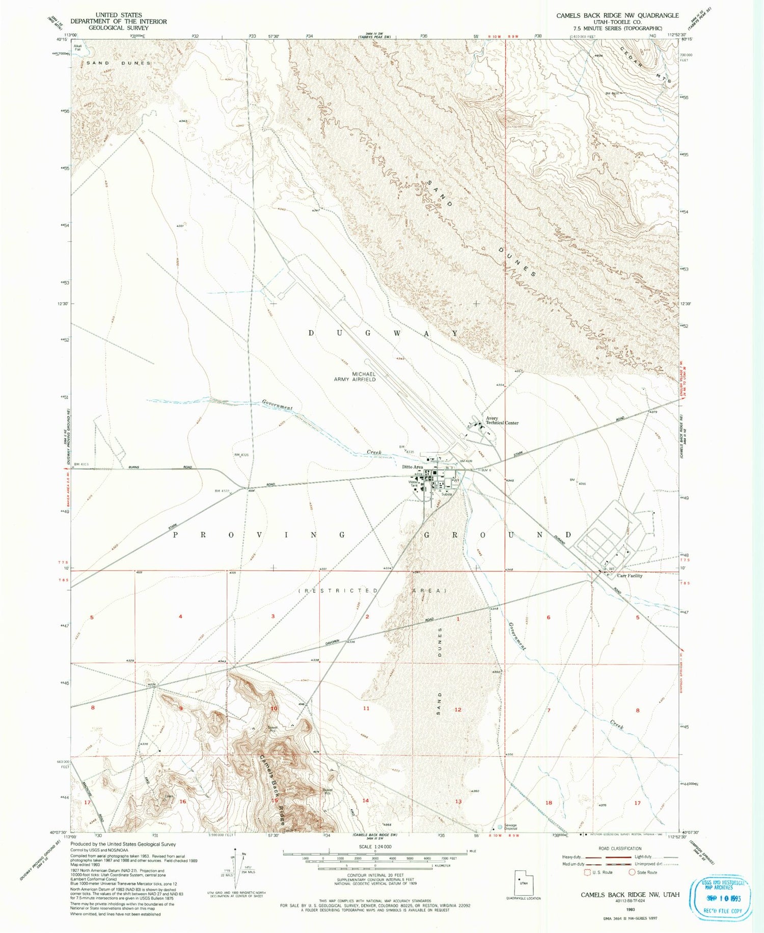 Classic USGS Camels Back Ridge NW Utah 7.5'x7.5' Topo Map Image