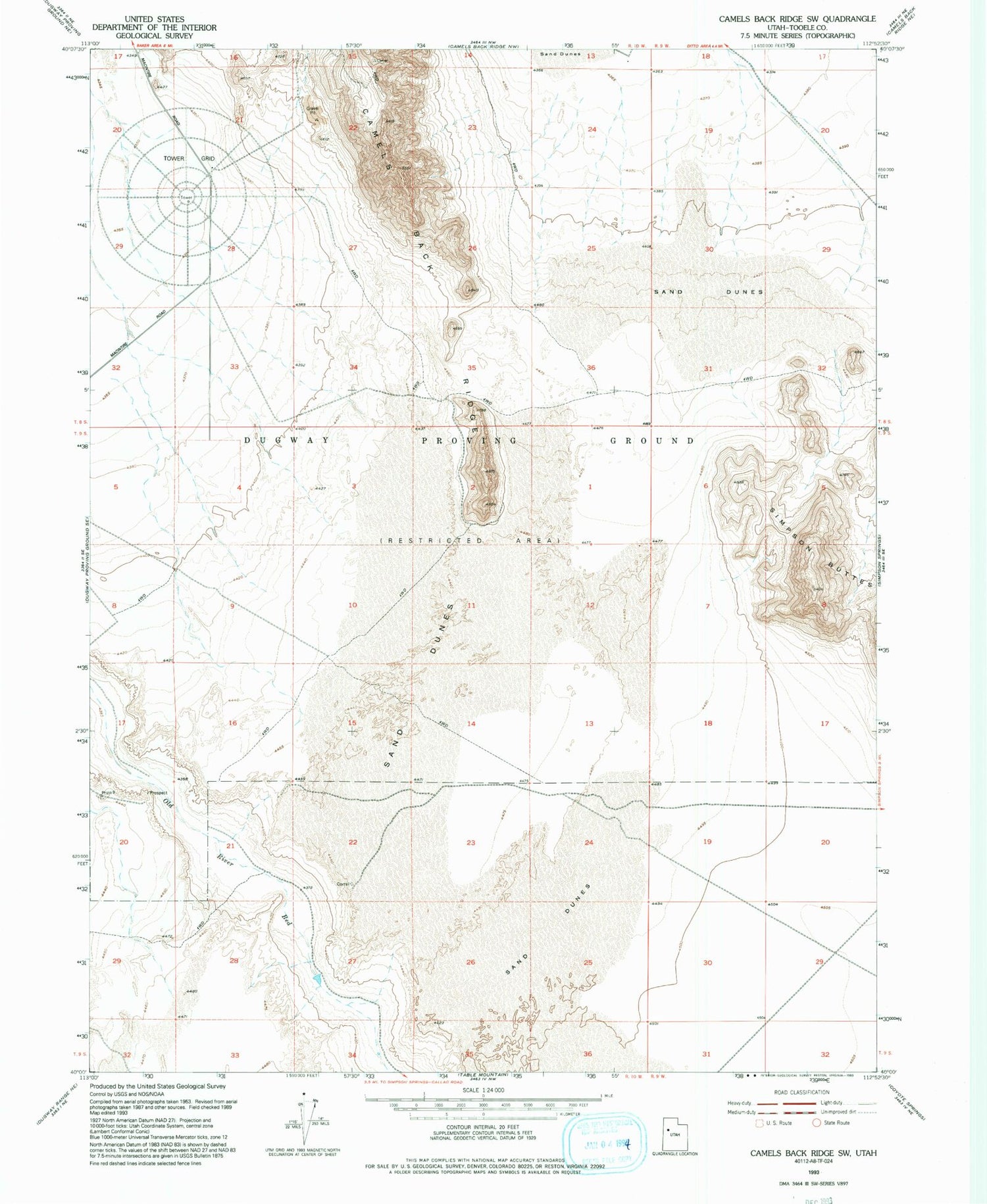 Classic USGS Camels Back Ridge SW Utah 7.5'x7.5' Topo Map Image
