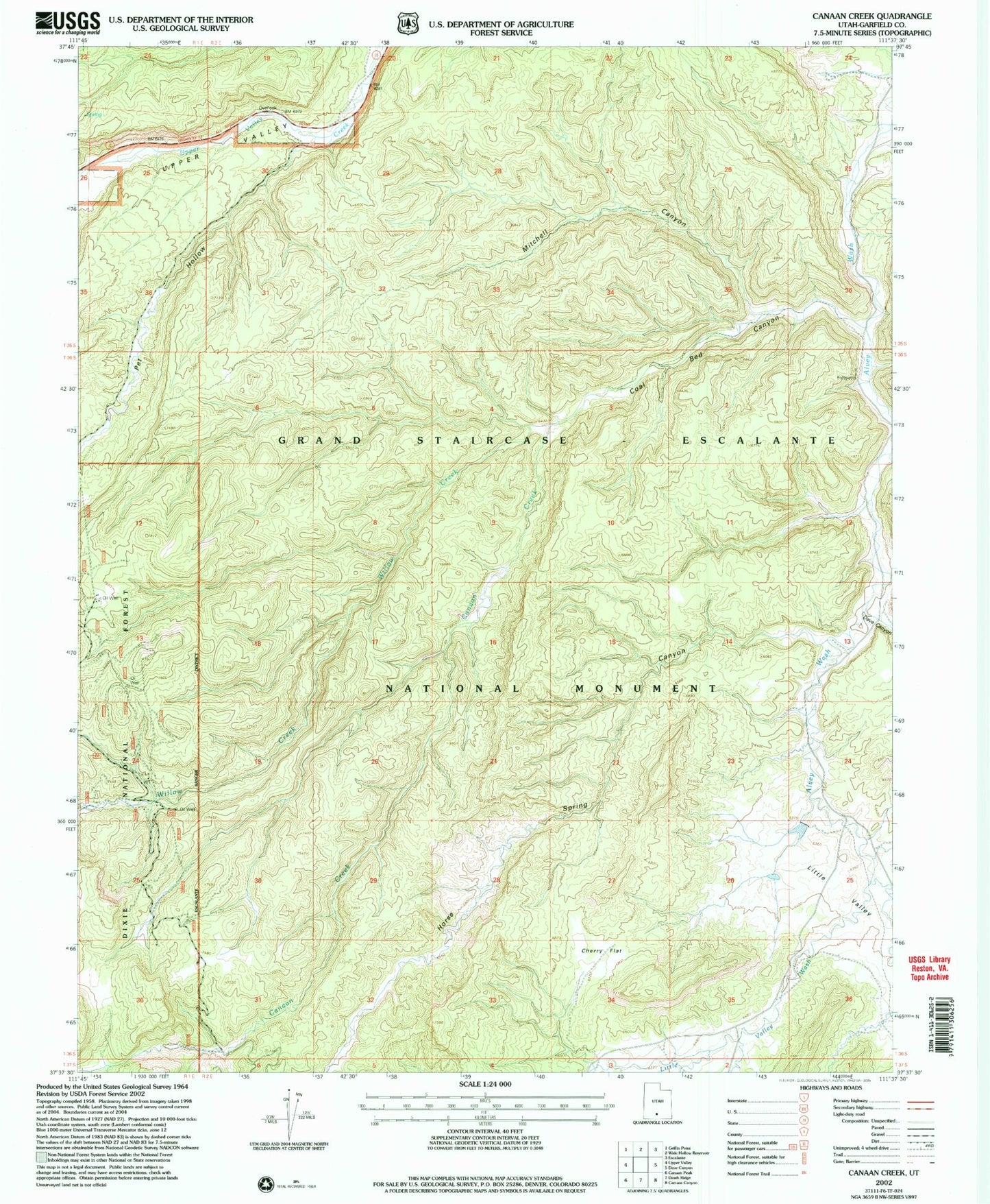 Classic USGS Canaan Creek Utah 7.5'x7.5' Topo Map Image