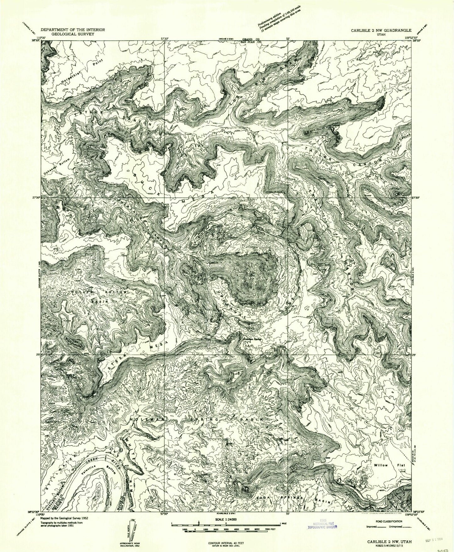 Classic USGS Upheaval Dome Utah 7.5'x7.5' Topo Map Image