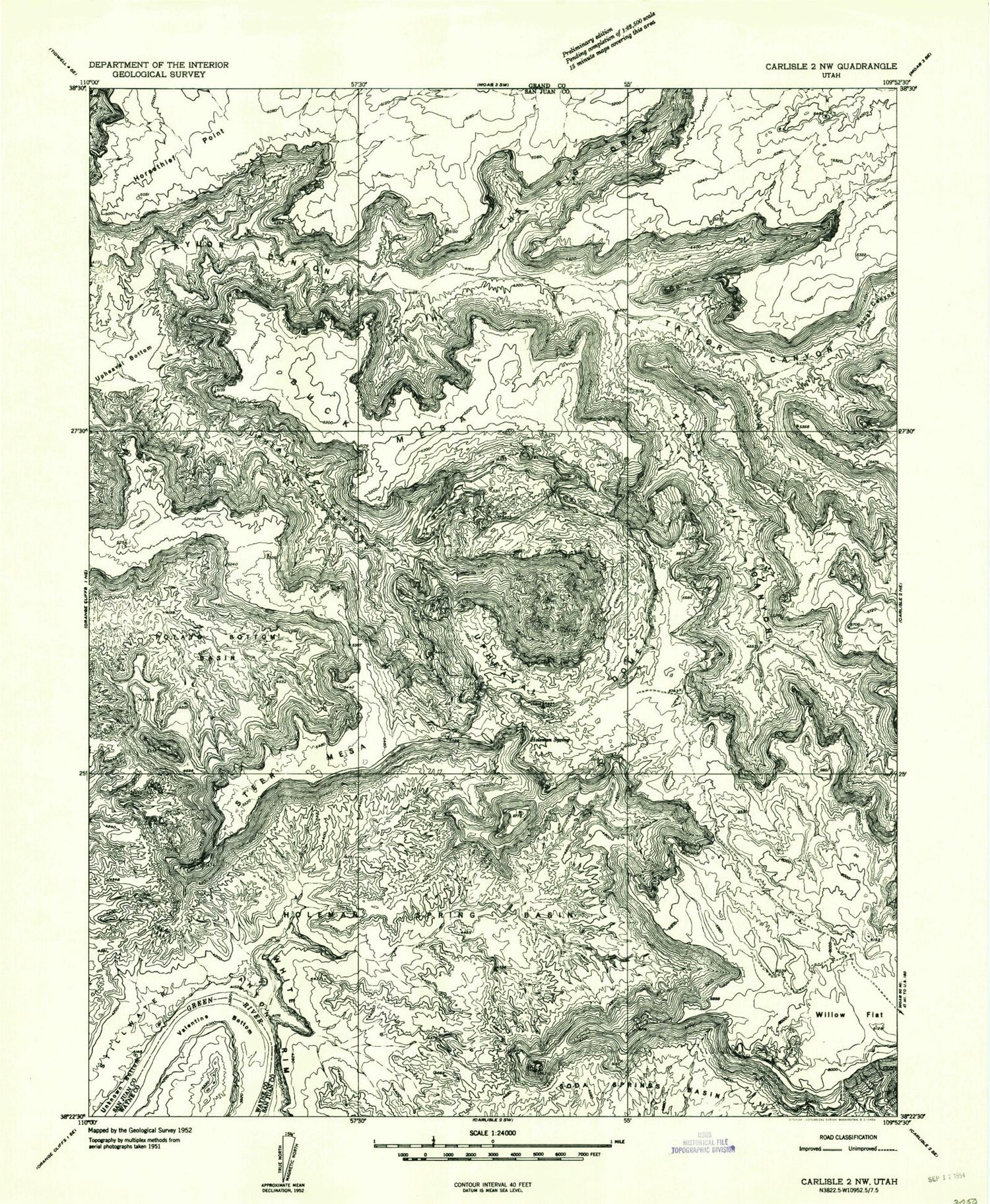 Classic USGS Upheaval Dome Utah 7.5'x7.5' Topo Map Image