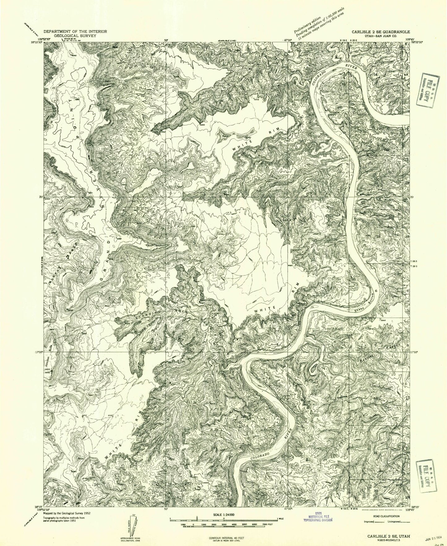 Classic USGS Monument Basin Utah 7.5'x7.5' Topo Map Image
