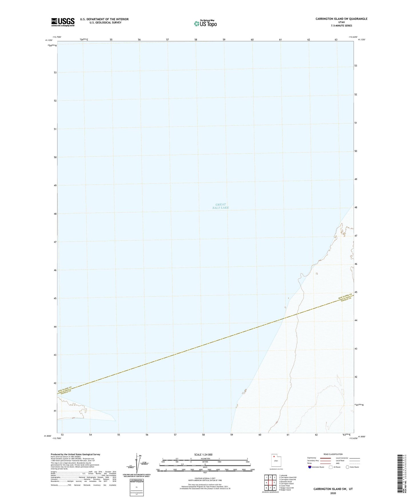 Carrington Island SW Utah US Topo Map Image