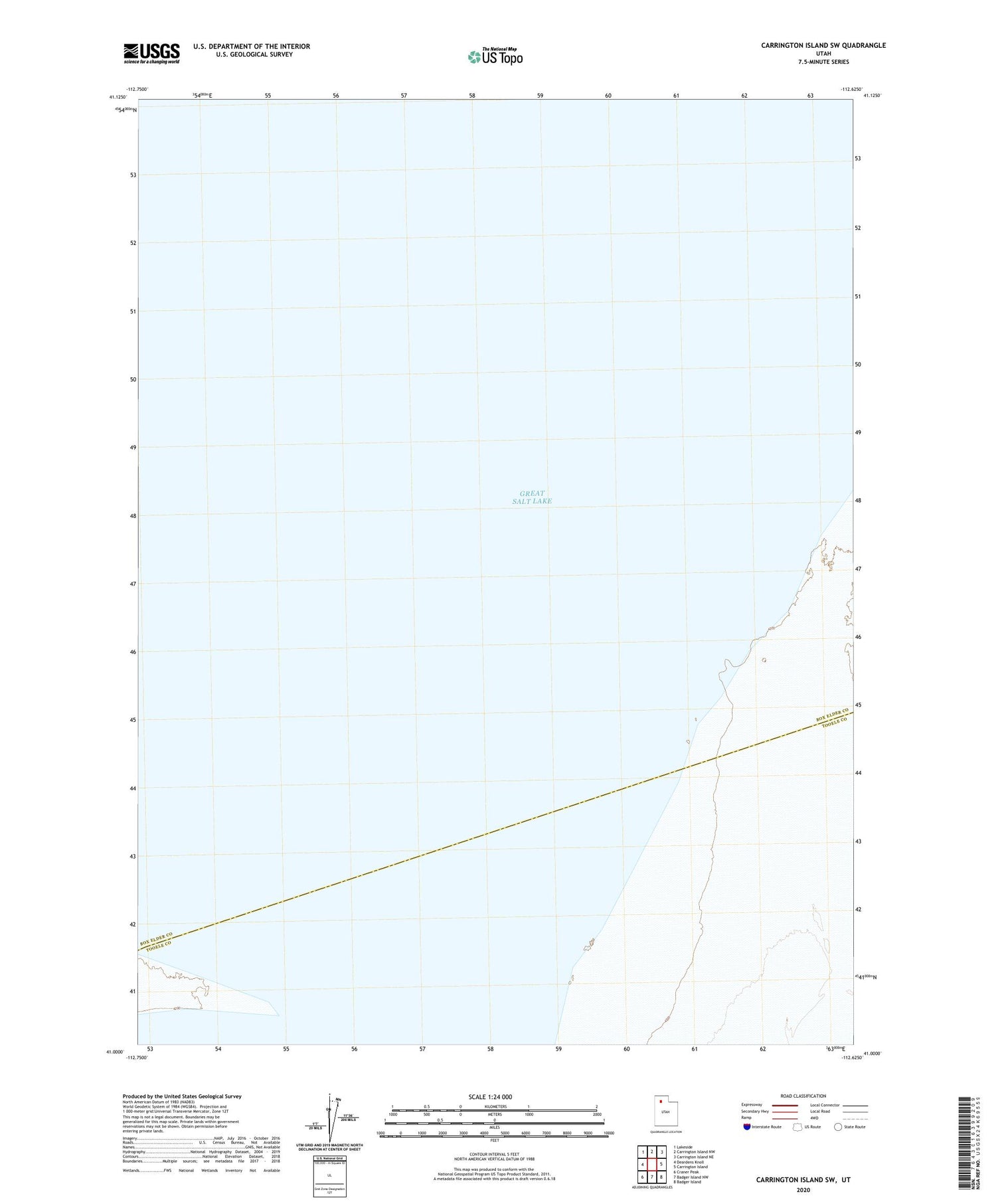 Carrington Island SW Utah US Topo Map Image