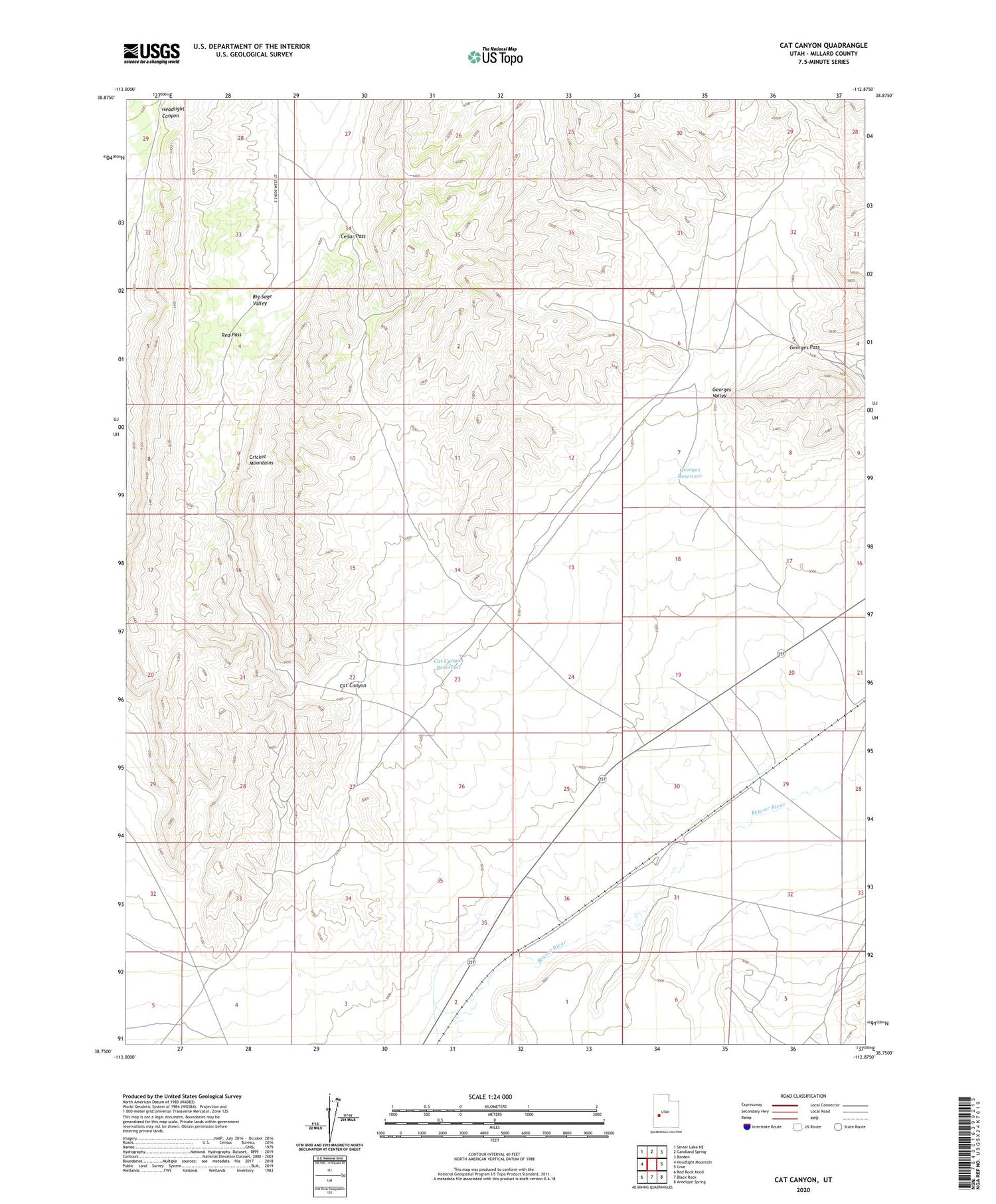 Cat Canyon Utah US Topo Map Image
