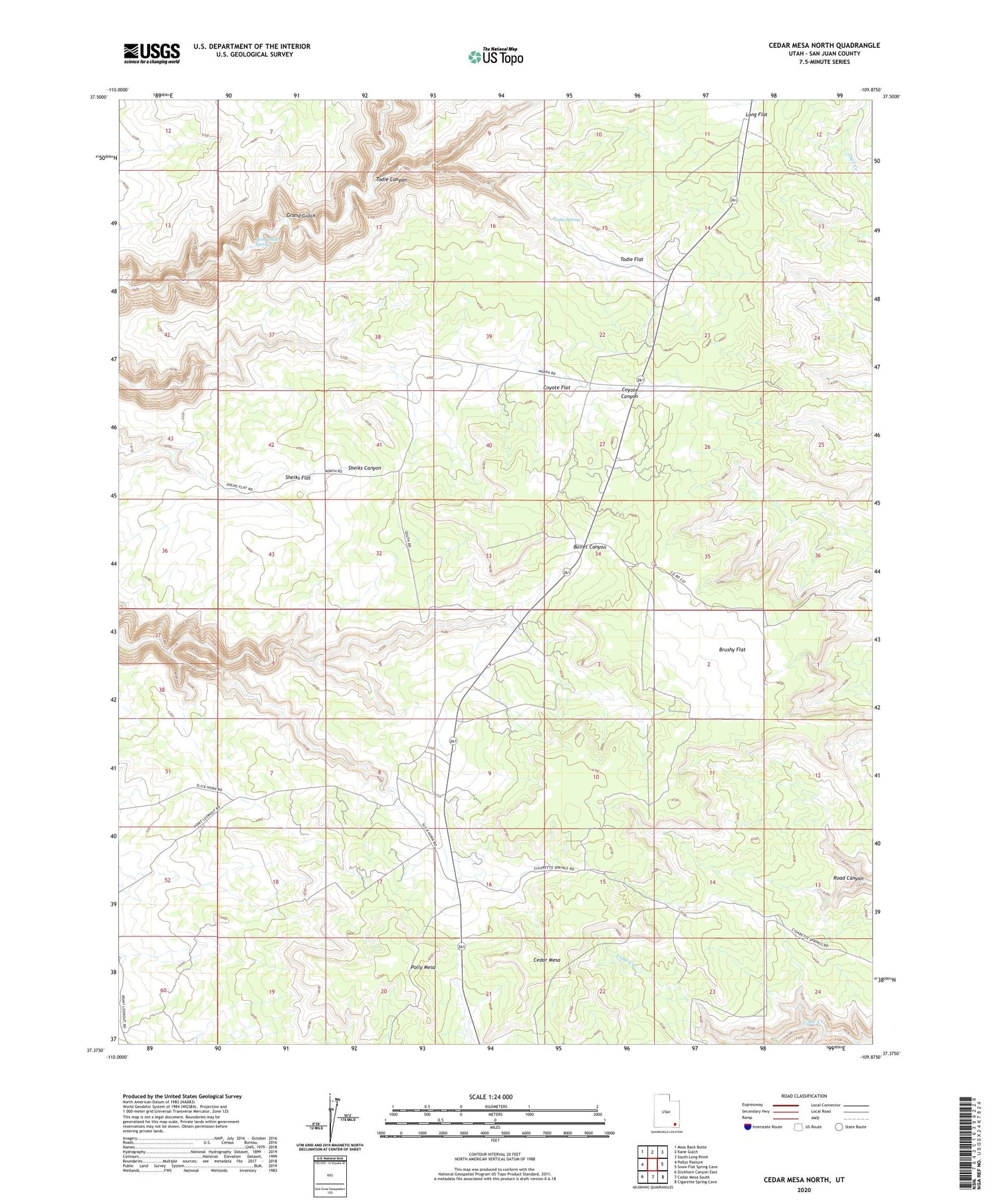 Cedar Mesa North Utah US Topo Map Image