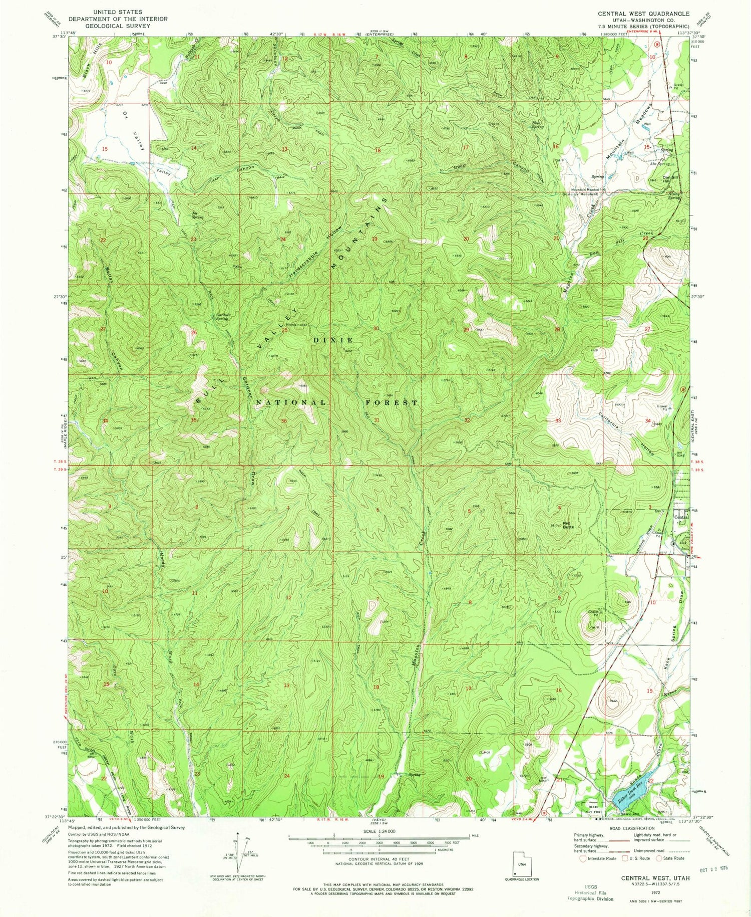 Classic USGS Central West Utah 7.5'x7.5' Topo Map Image