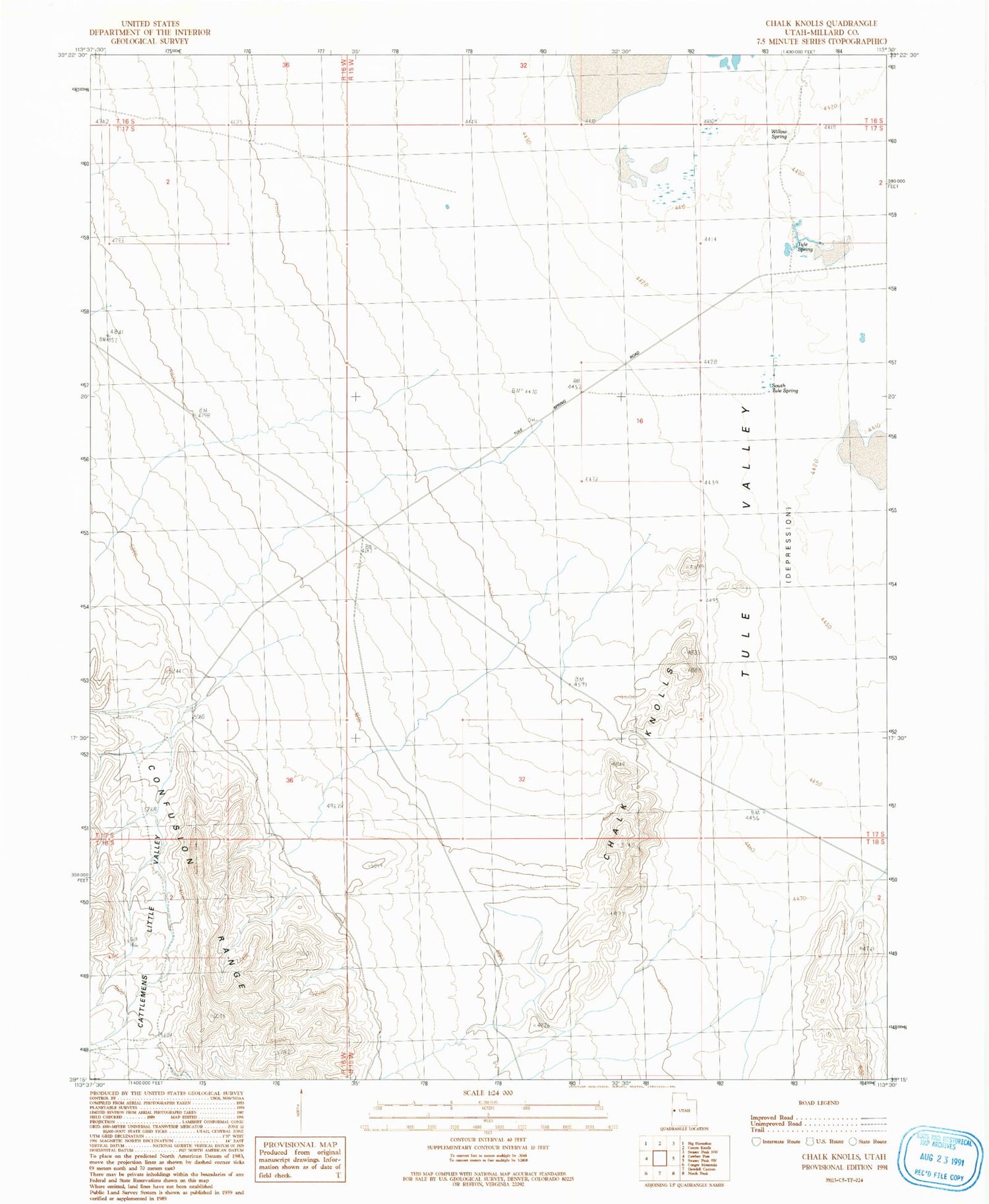 Classic USGS Chalk Knolls Utah 7.5'x7.5' Topo Map Image
