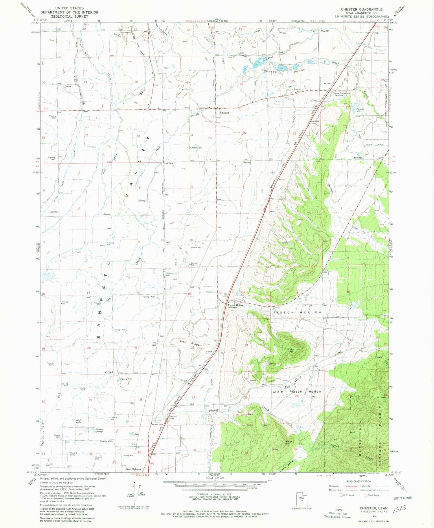 Classic USGS Chester Utah 7.5'x7.5' Topo Map Image