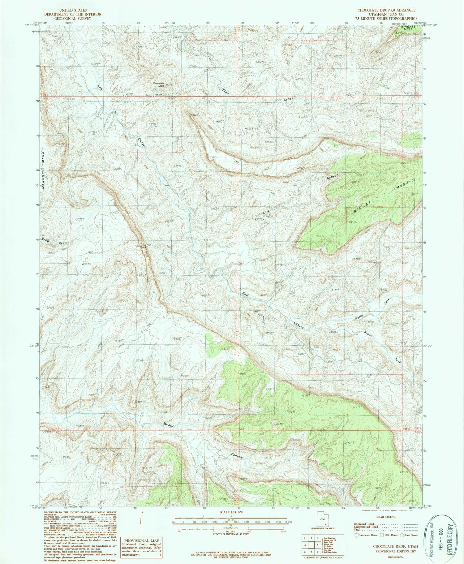 Classic USGS Chocolate Drop Utah 7.5'x7.5' Topo Map Image