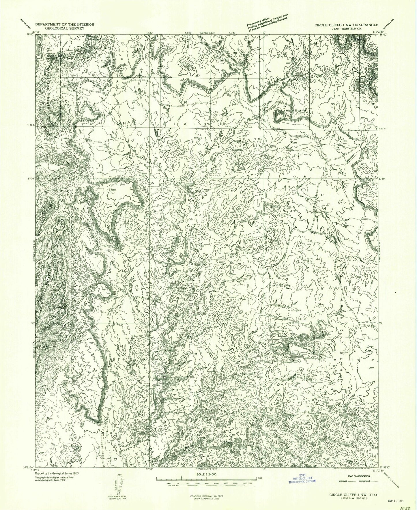 Classic USGS Lamp Stand Utah 7.5'x7.5' Topo Map Image