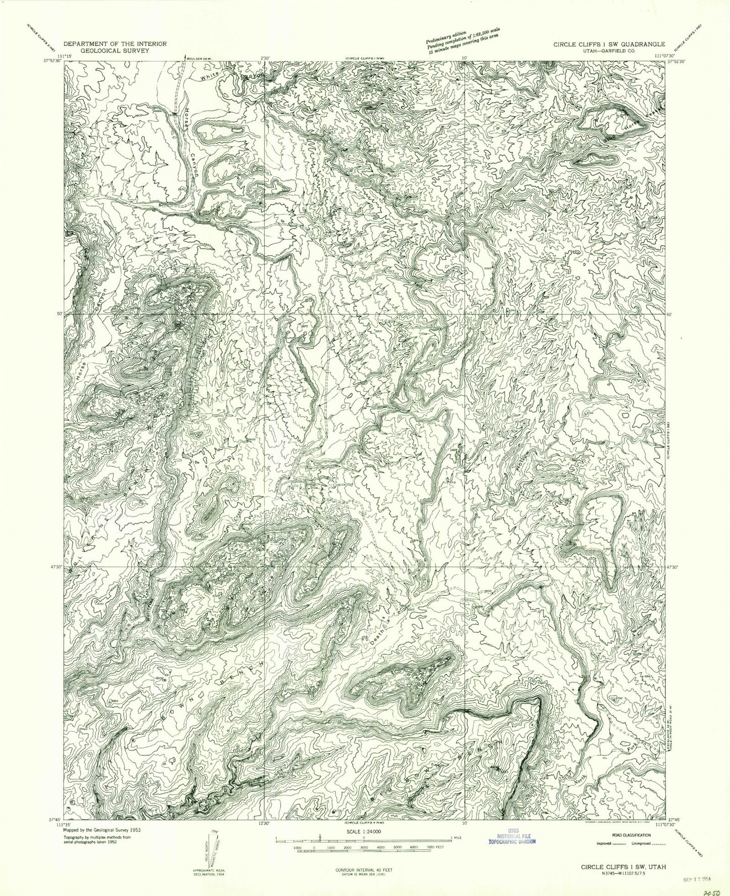Classic USGS Pioneer Mesa Utah 7.5'x7.5' Topo Map Image
