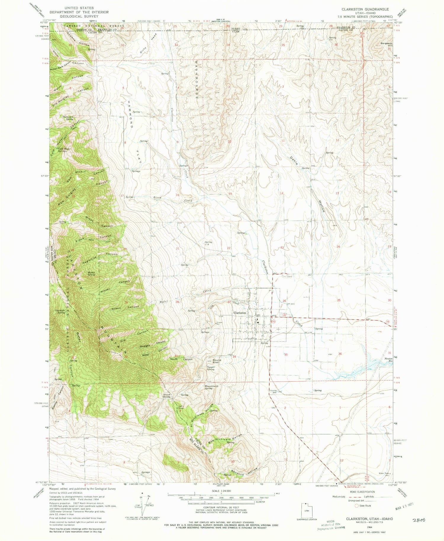 Classic USGS Clarkston Utah 7.5'x7.5' Topo Map Image