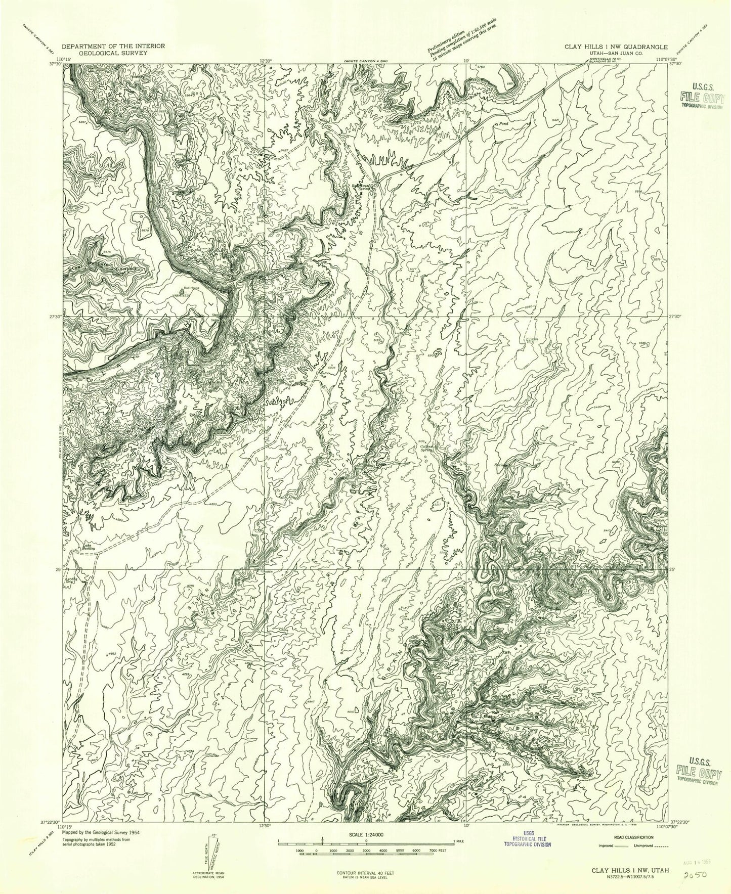 Classic USGS Red House Spring Utah 7.5'x7.5' Topo Map Image
