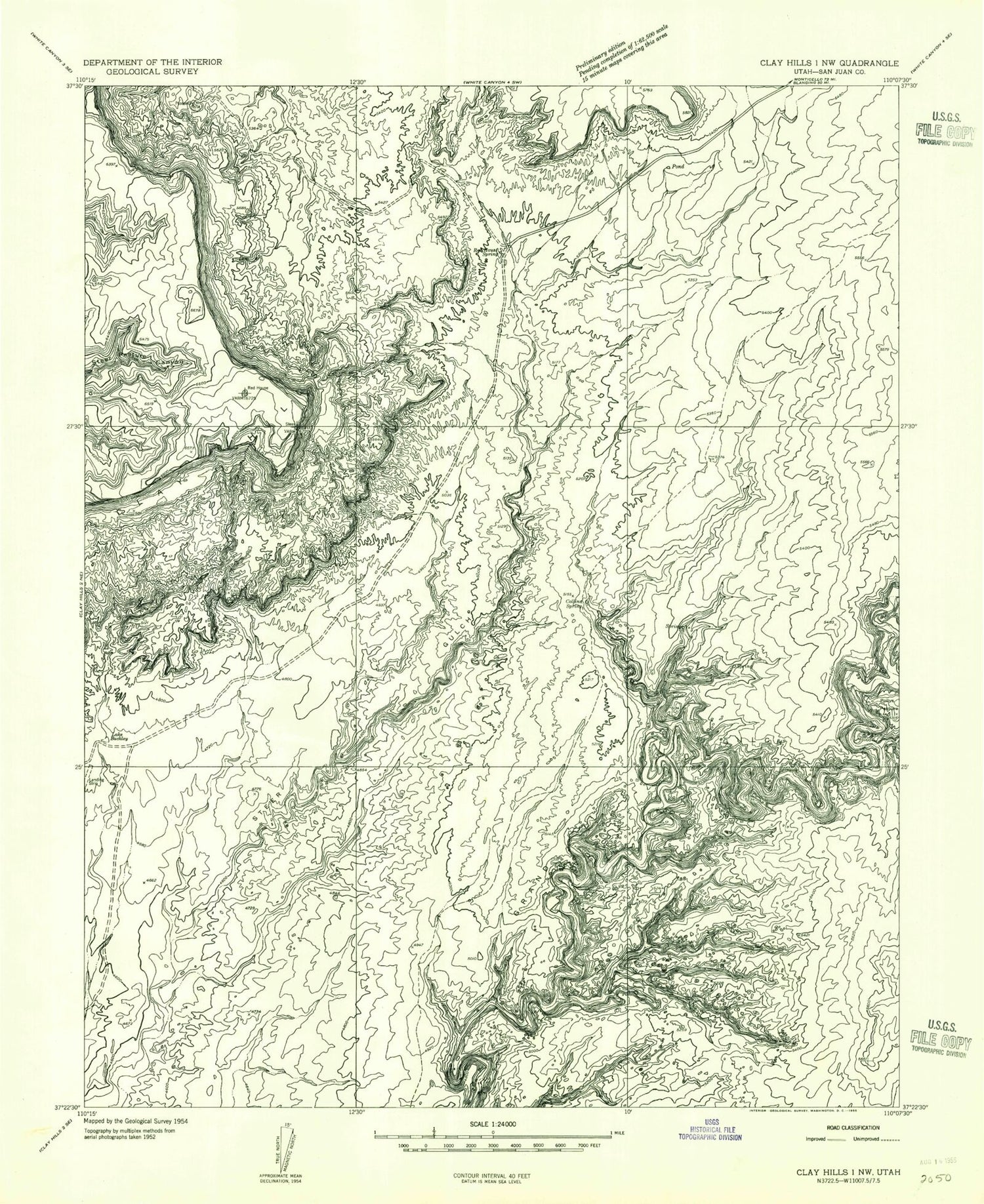 Classic USGS Red House Spring Utah 7.5'x7.5' Topo Map Image