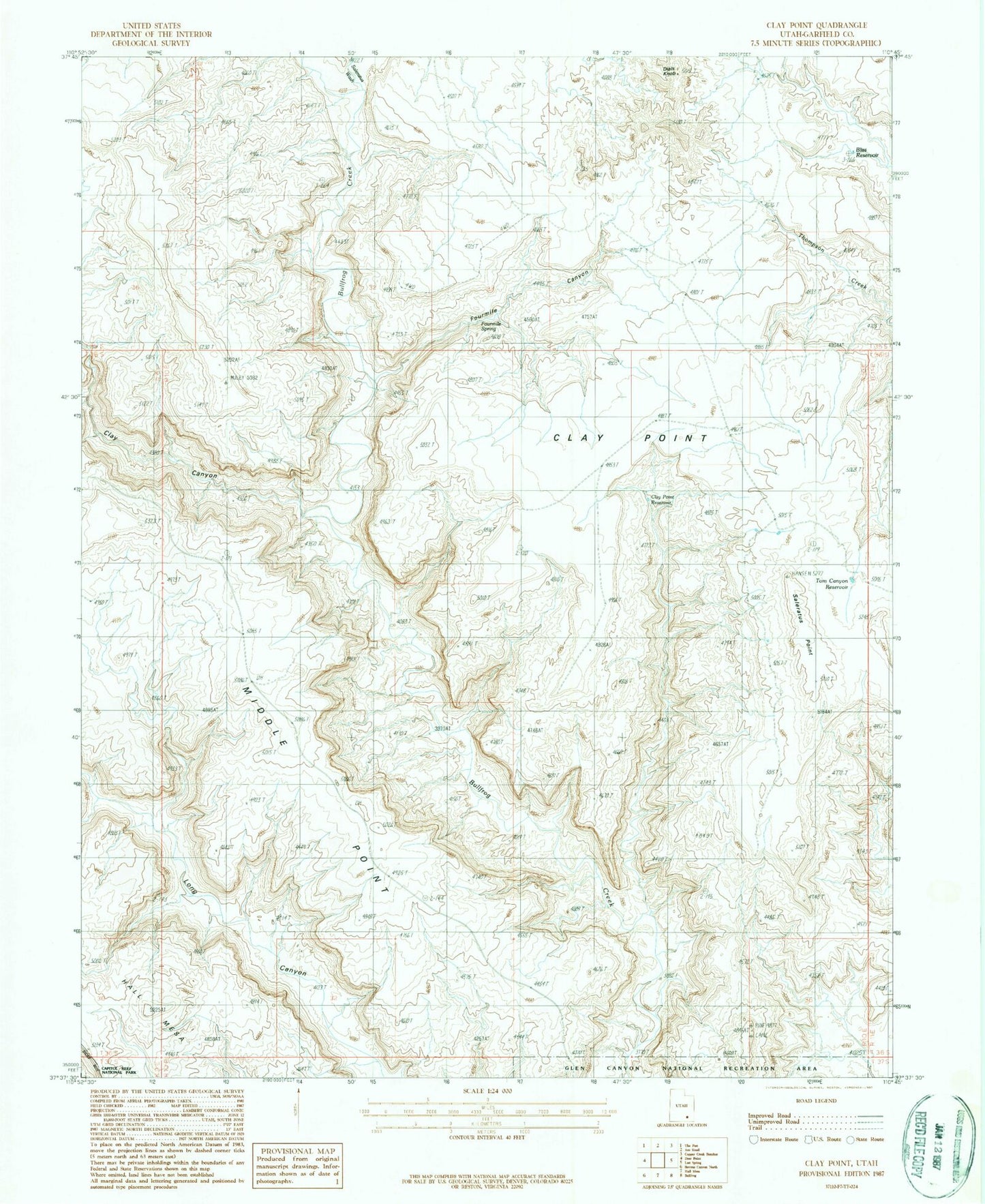 Classic USGS Clay Point Utah 7.5'x7.5' Topo Map Image
