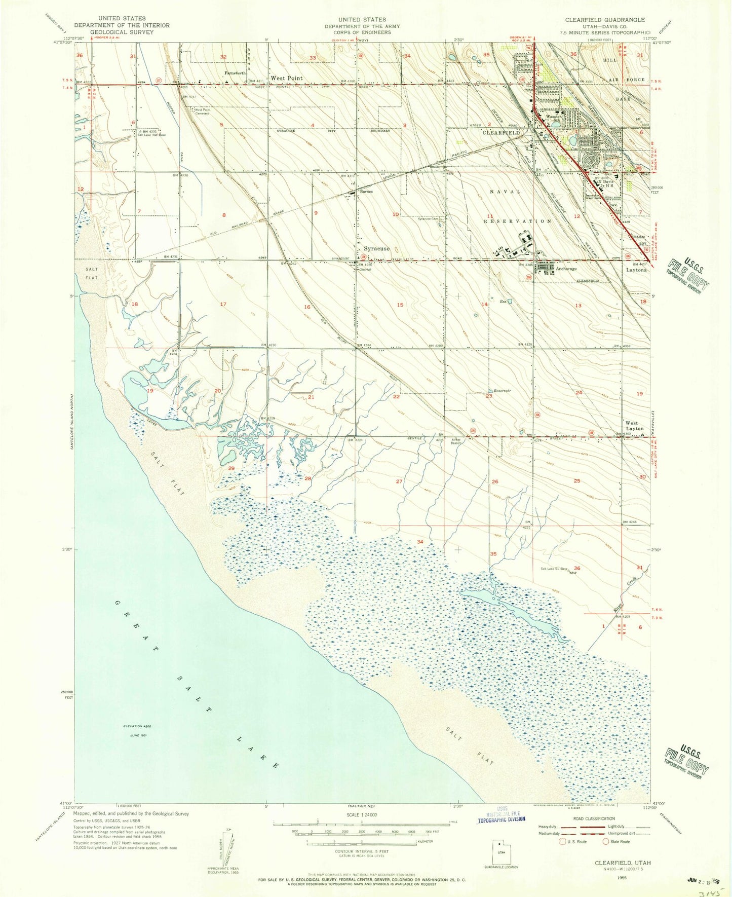 Classic USGS Clearfield Utah 7.5'x7.5' Topo Map Image
