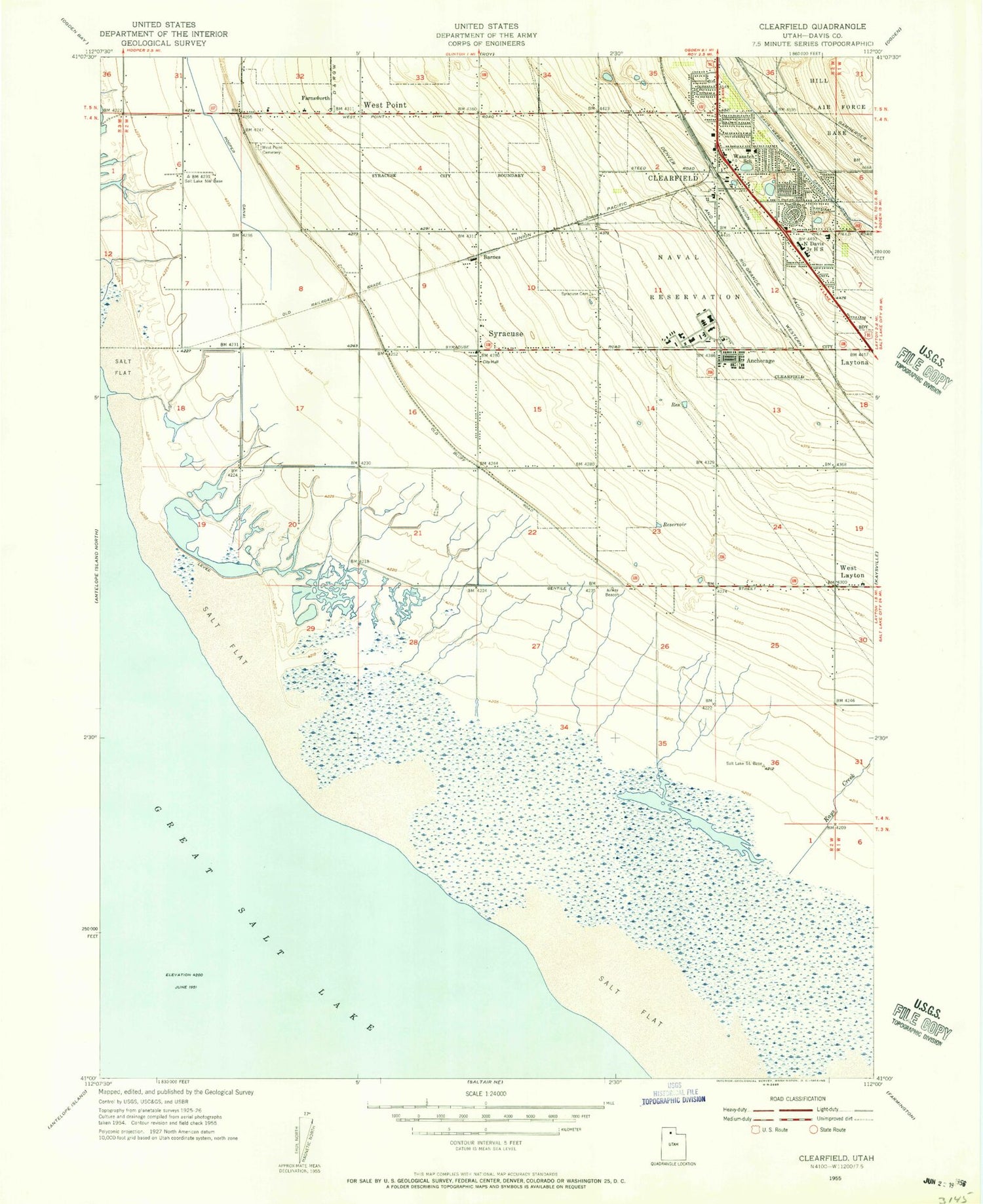 Classic USGS Clearfield Utah 7.5'x7.5' Topo Map Image