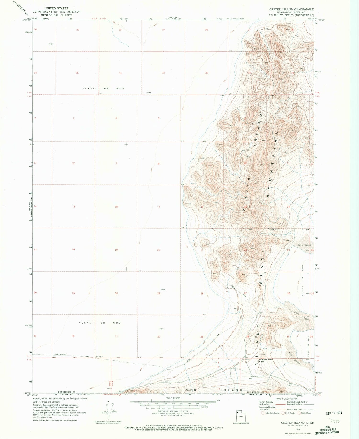 Classic USGS Crater Island Utah 7.5'x7.5' Topo Map Image