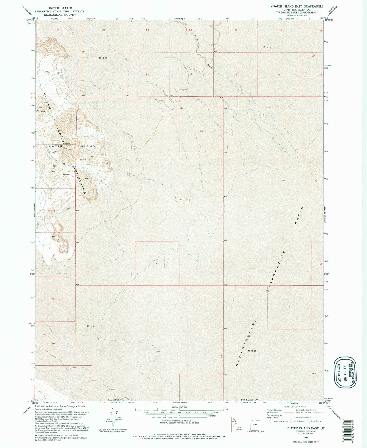 Classic USGS Crater Island East Utah 7.5'x7.5' Topo Map Image