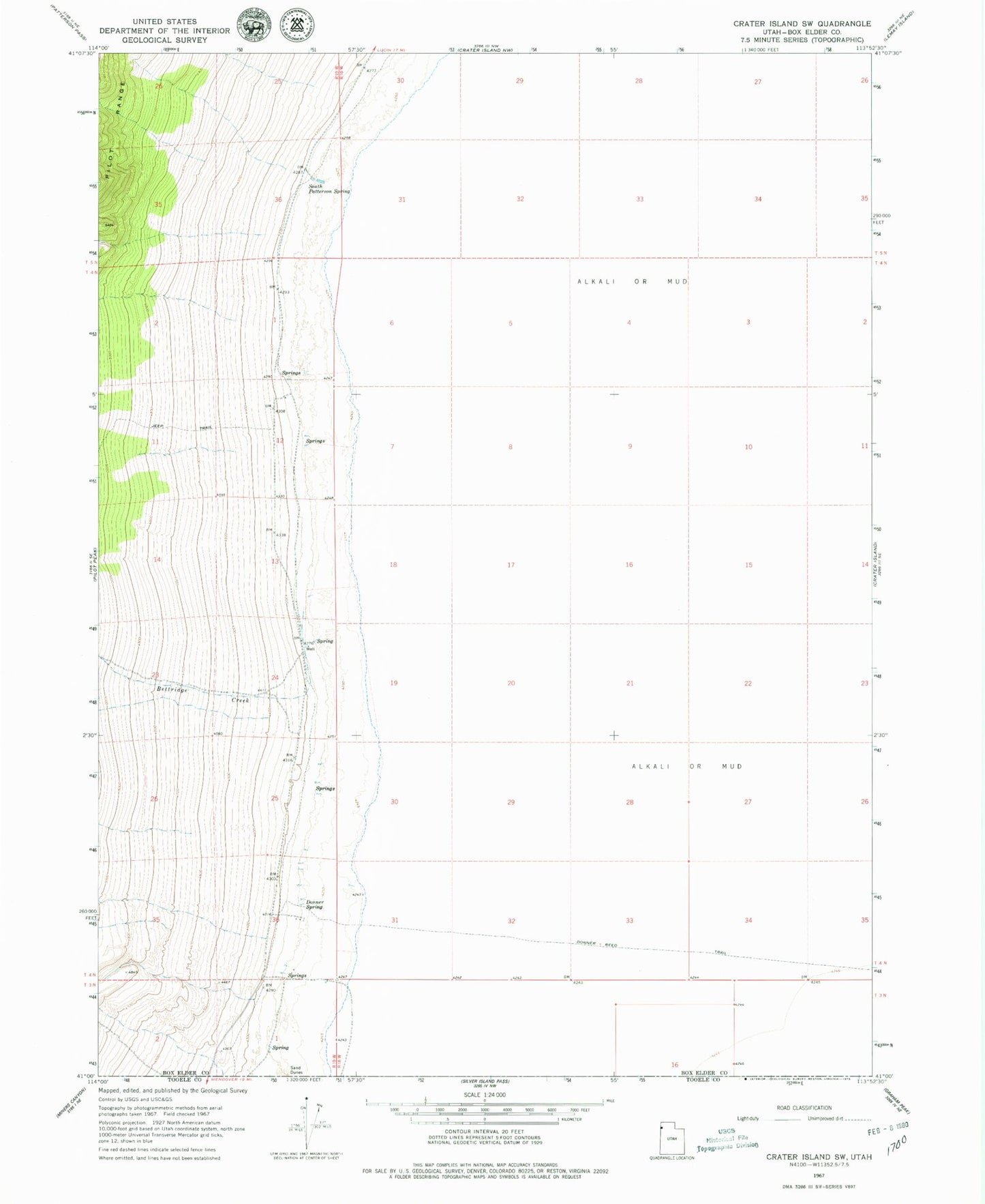 Classic USGS Crater Island SW Utah 7.5'x7.5' Topo Map Image