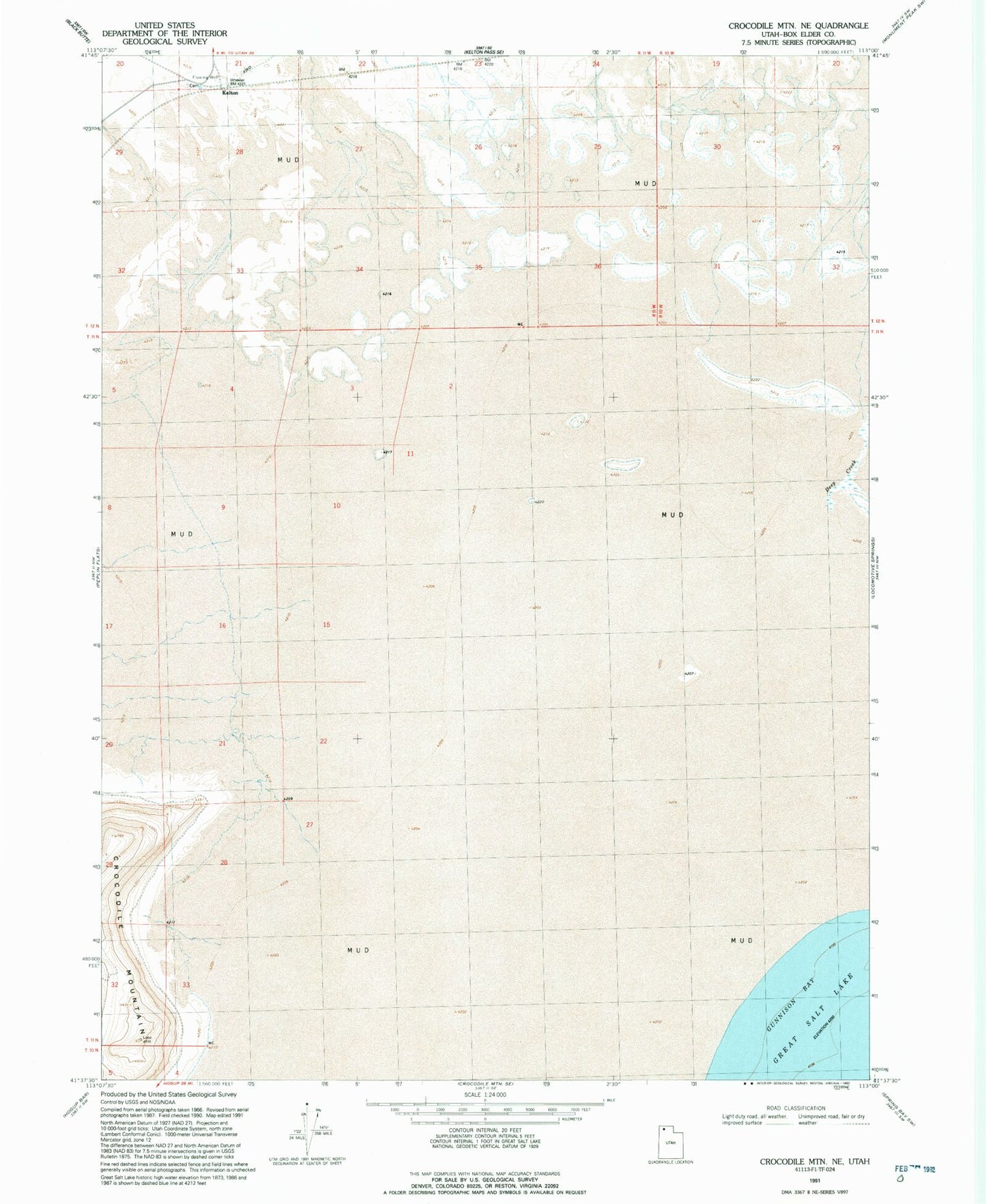 Classic USGS Crocodile Mountain NE Utah 7.5'x7.5' Topo Map Image