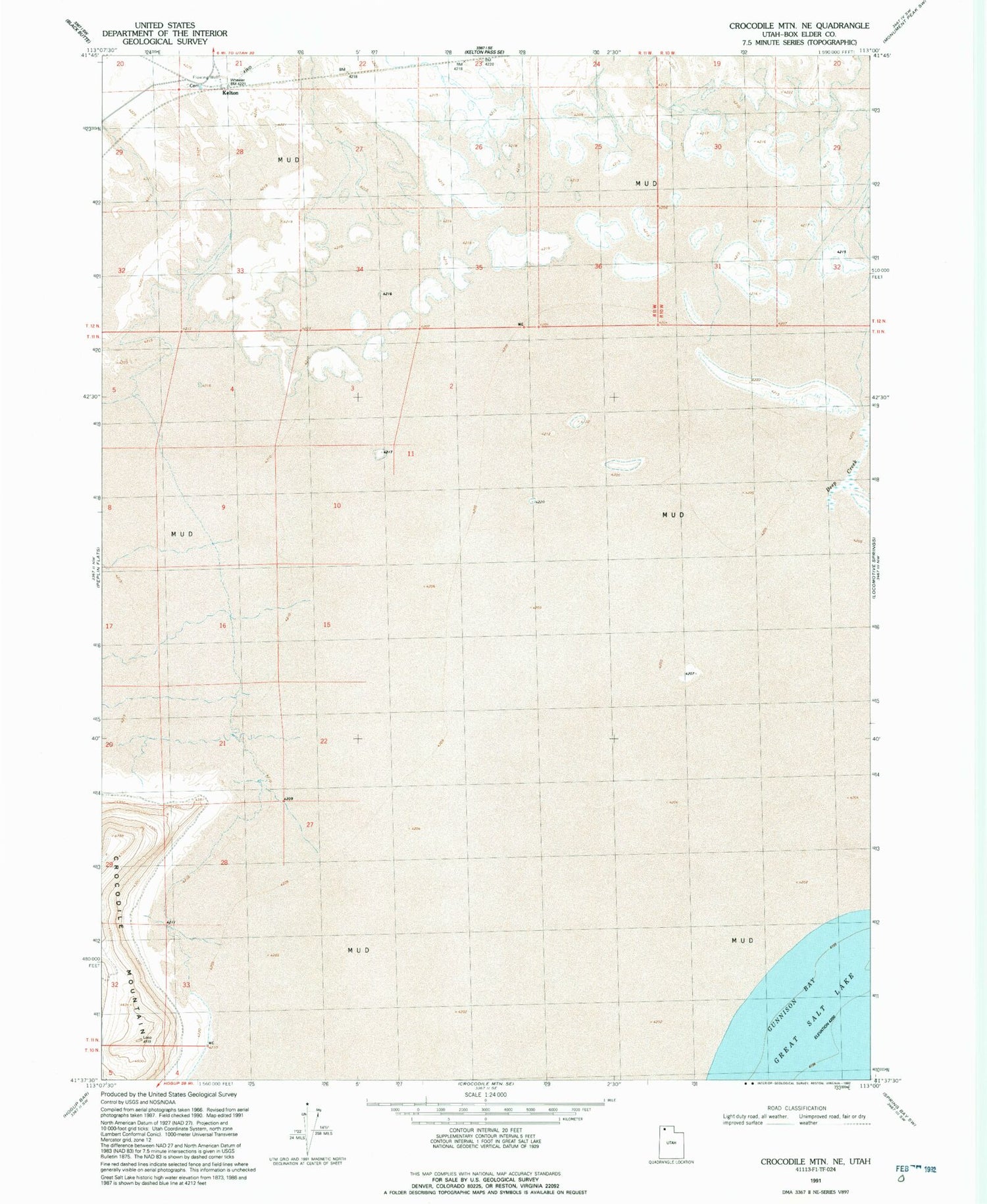 Classic USGS Crocodile Mountain NE Utah 7.5'x7.5' Topo Map Image