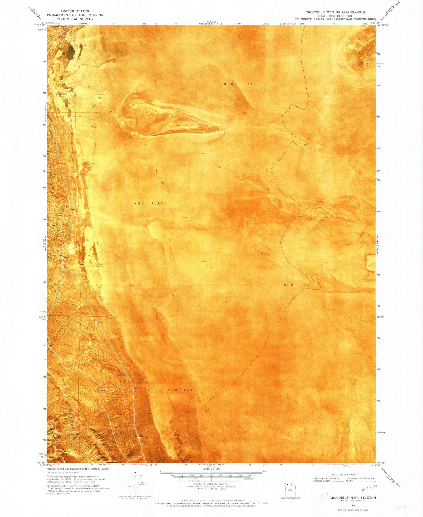 Classic USGS Crocodile Mountain SE Utah 7.5'x7.5' Topo Map Image