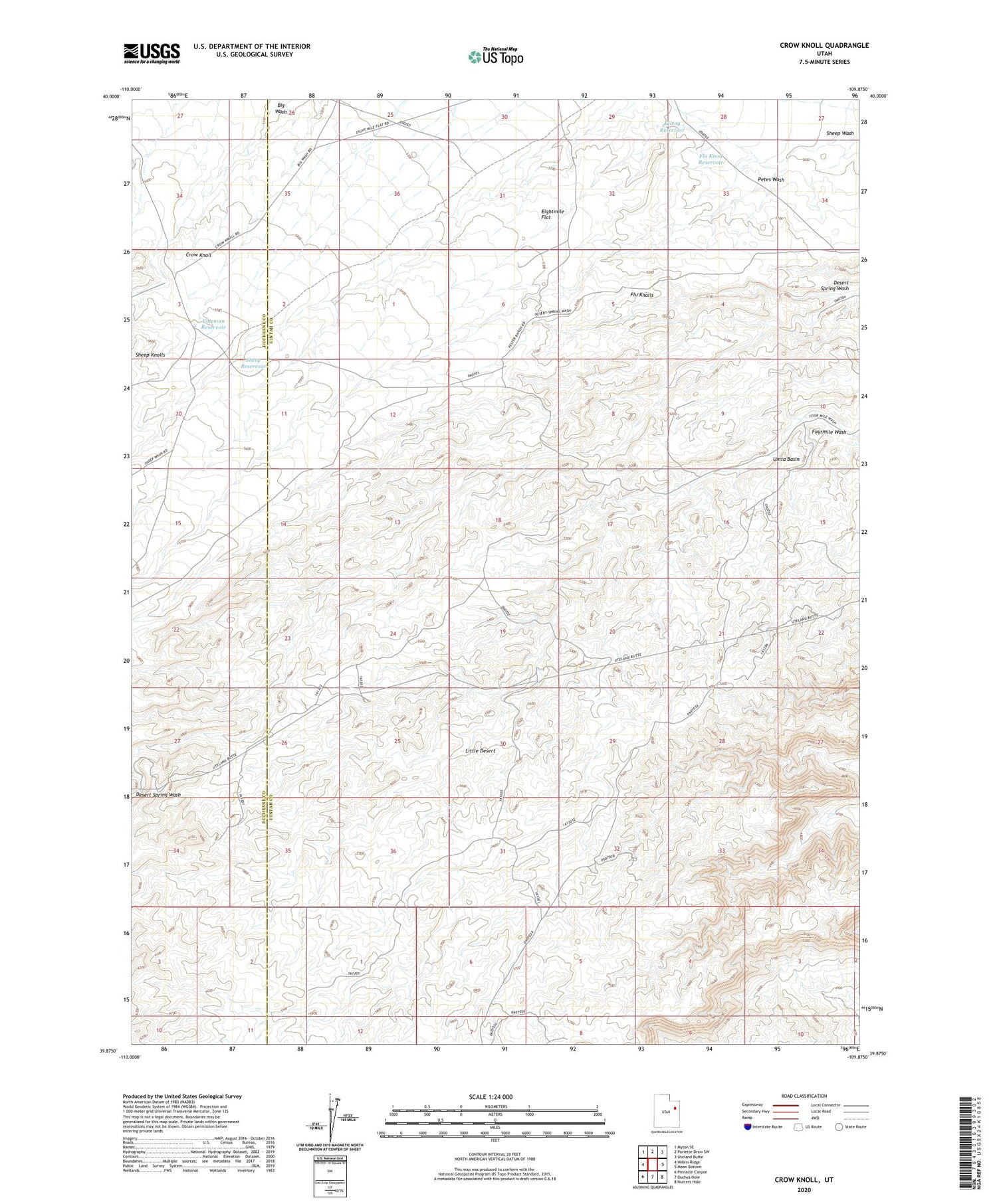 Crow Knoll Utah US Topo Map Image