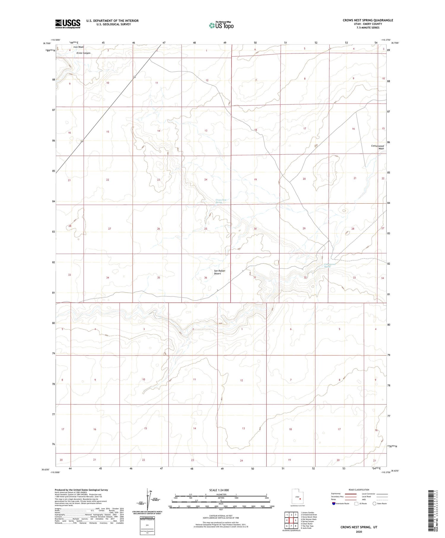 Crows Nest Spring Utah US Topo Map Image