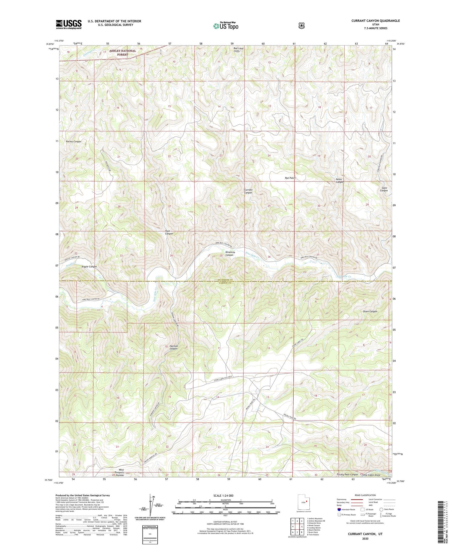 Currant Canyon Utah US Topo Map Image