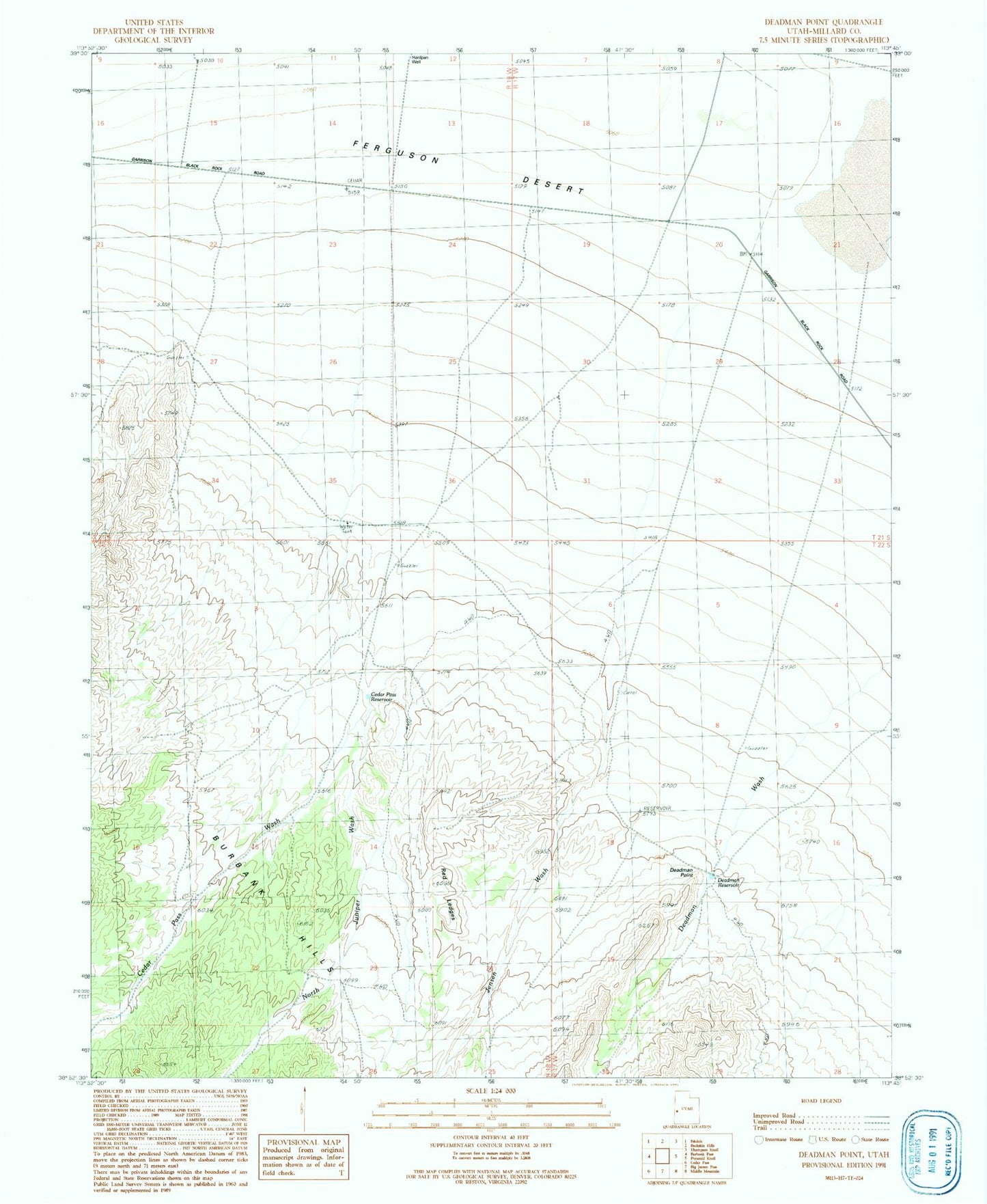 Classic USGS Deadman Point Utah 7.5'x7.5' Topo Map Image