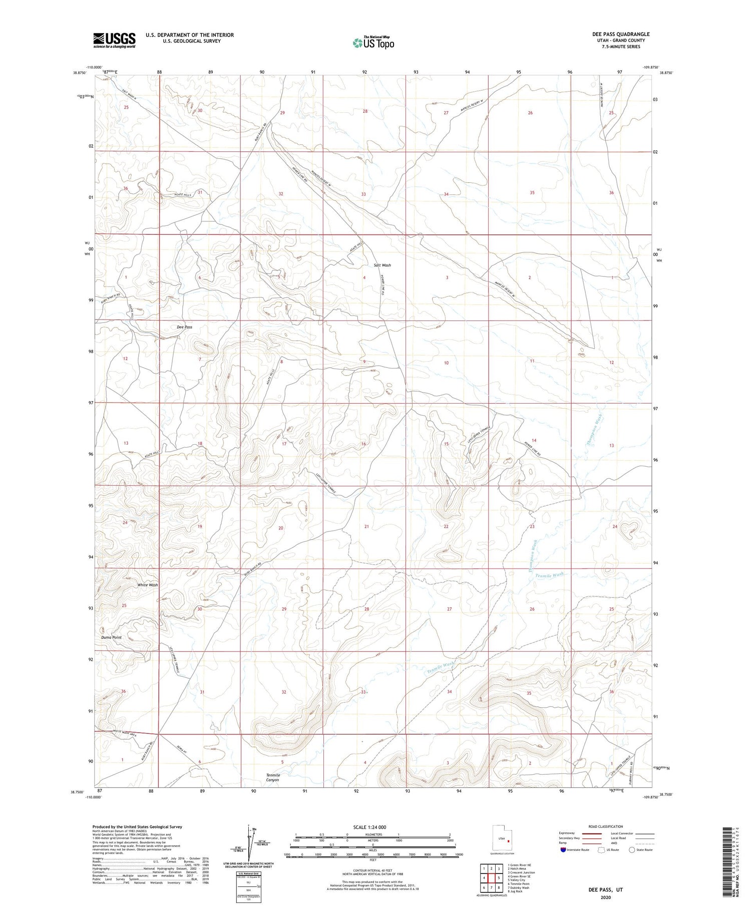Dee Pass Utah US Topo Map Image