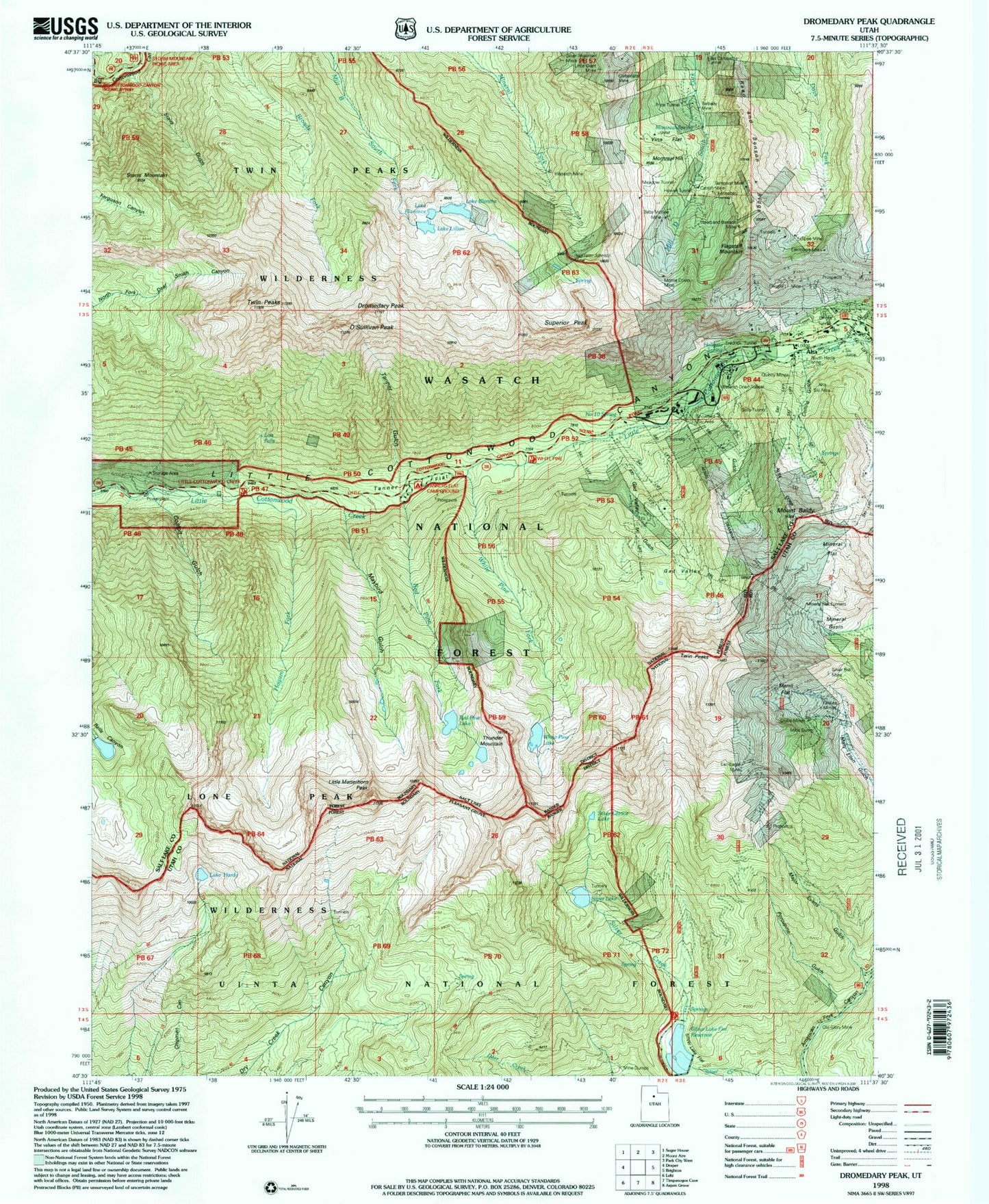 USGS Classic Dromedary Peak Utah 7.5'x7.5' Topo Map Image