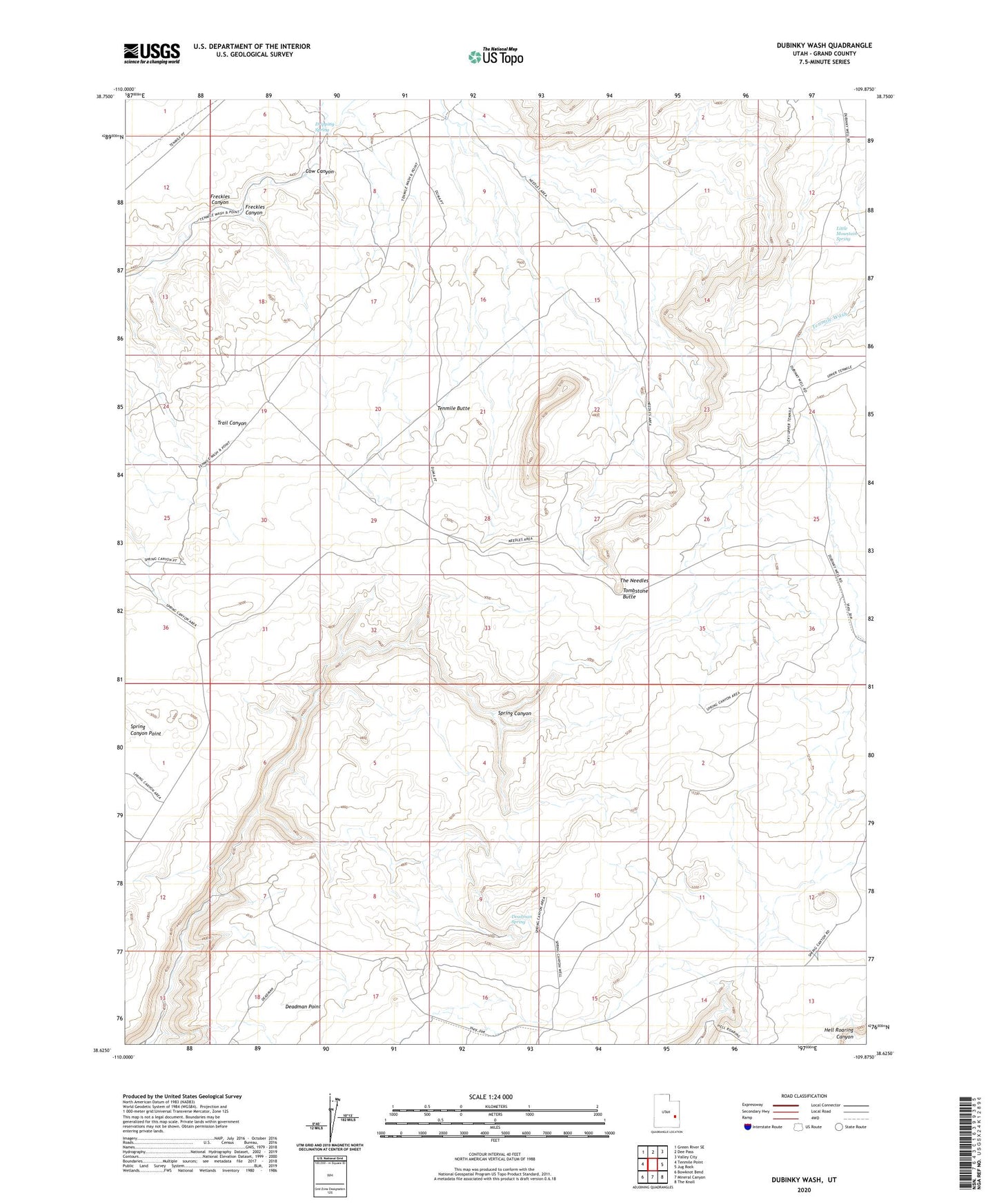Dubinky Wash Utah US Topo Map Image