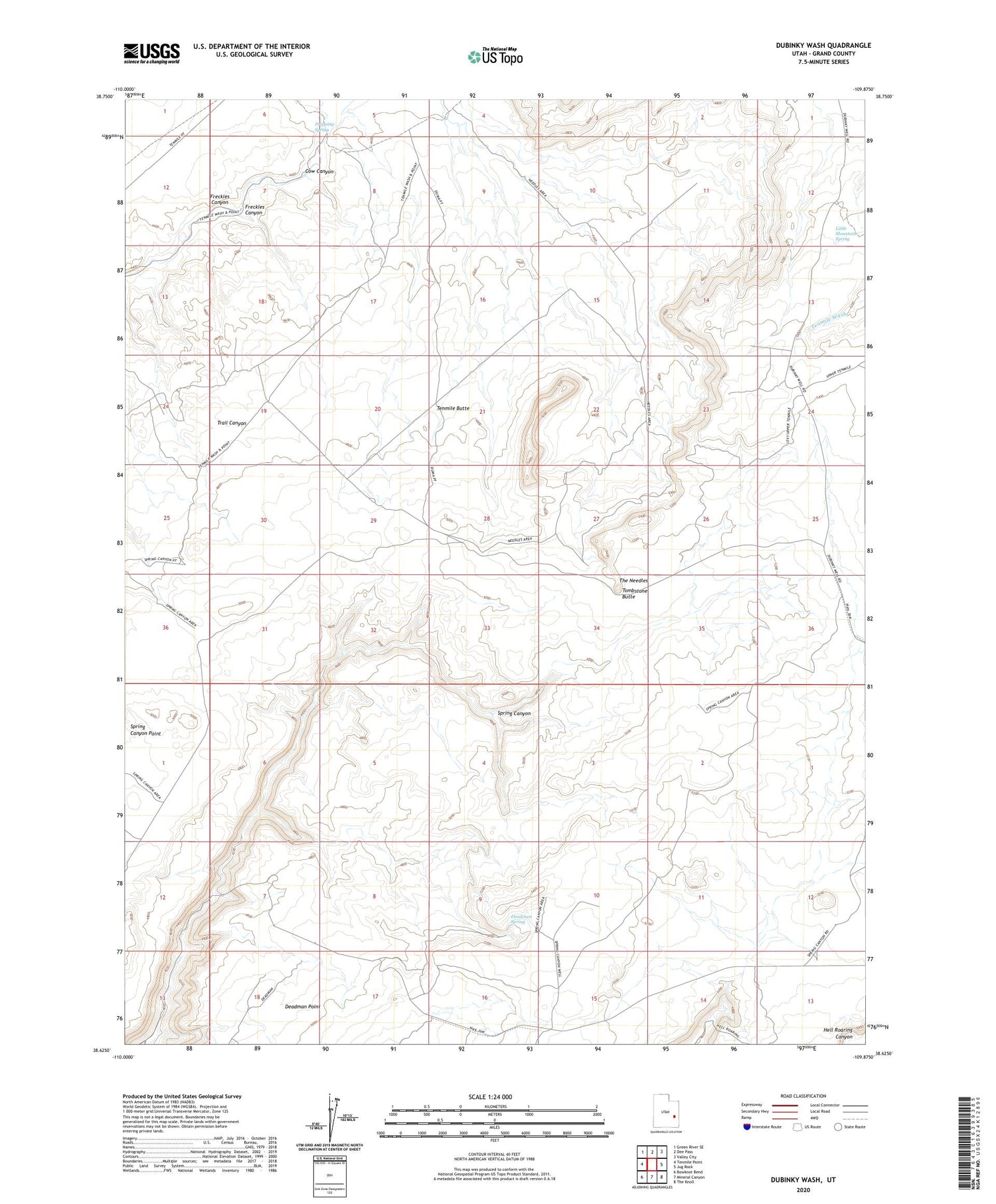 Dubinky Wash Utah US Topo Map Image