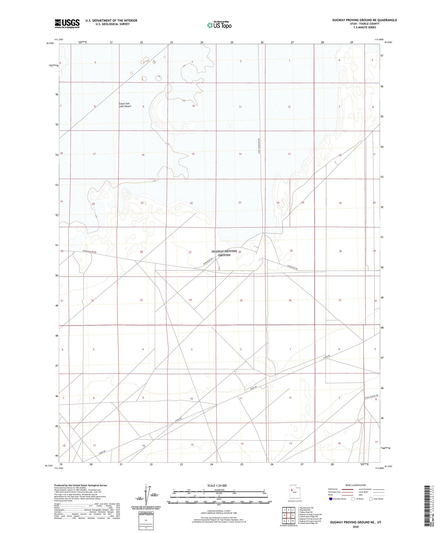 Dugway Proving Ground NE Utah US Topo Map Image