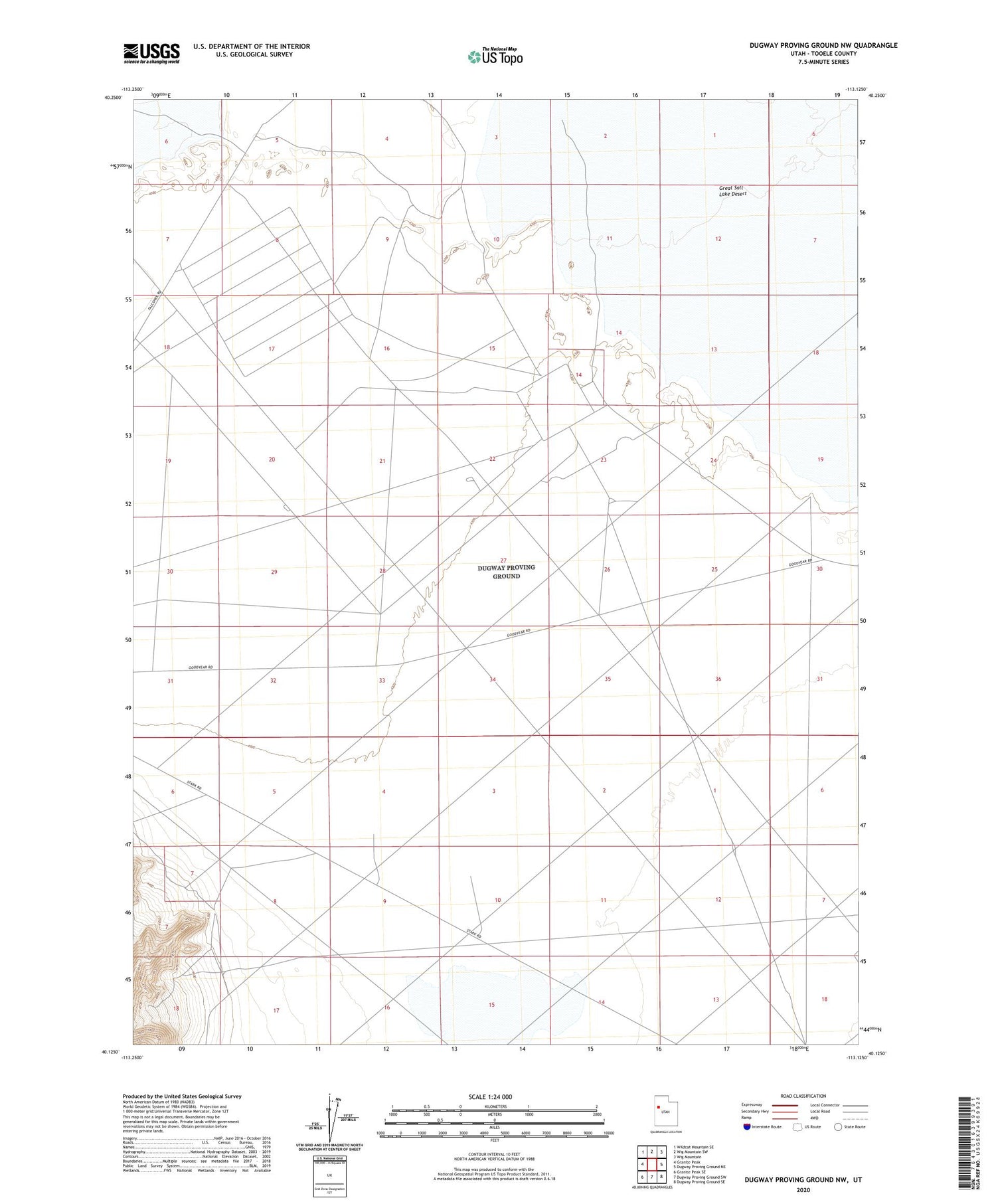 Dugway Proving Ground NW Utah US Topo Map Image